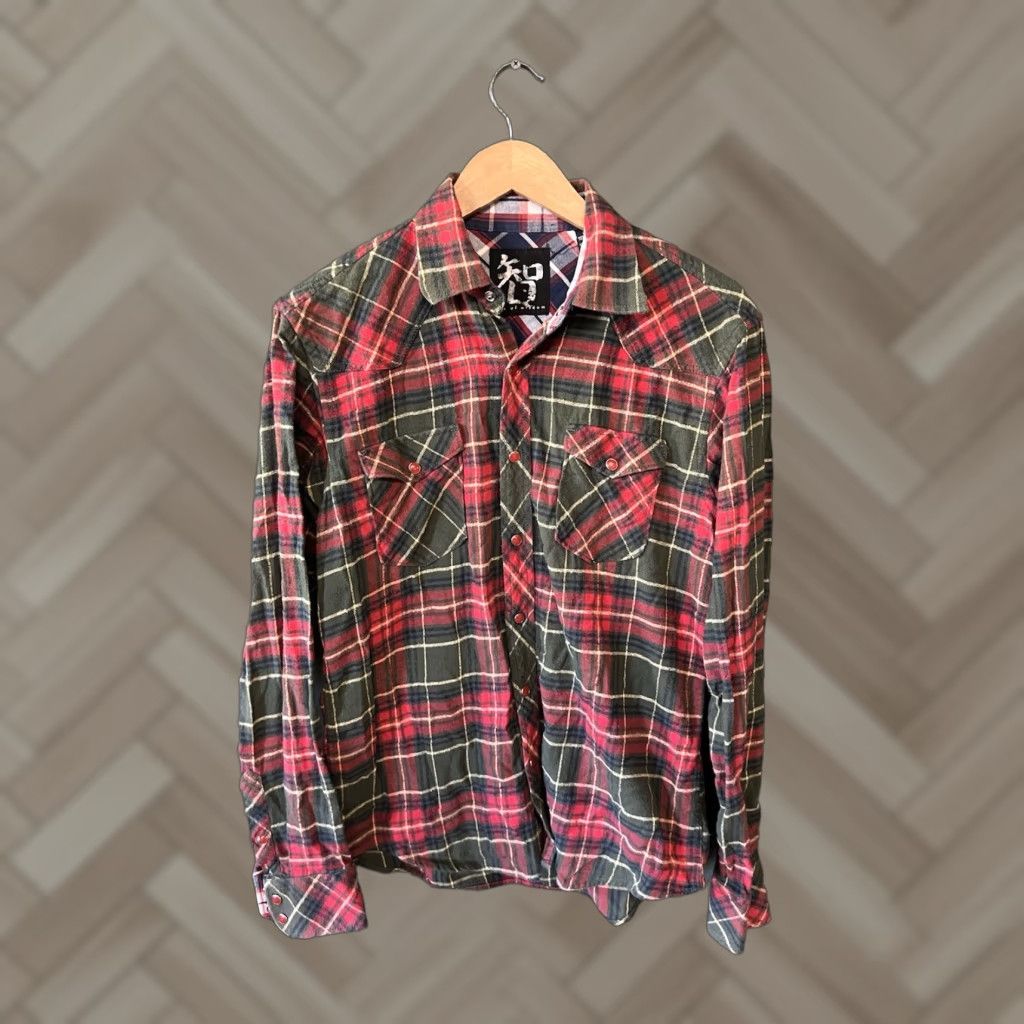 Vintage VINTAGE Age of Wisdom Mens Red Plaid Pearl Snap Long Sleeve Flannel Size Small Shirt Size US S / EU 44-46 / 1 - 1 Thumbnail