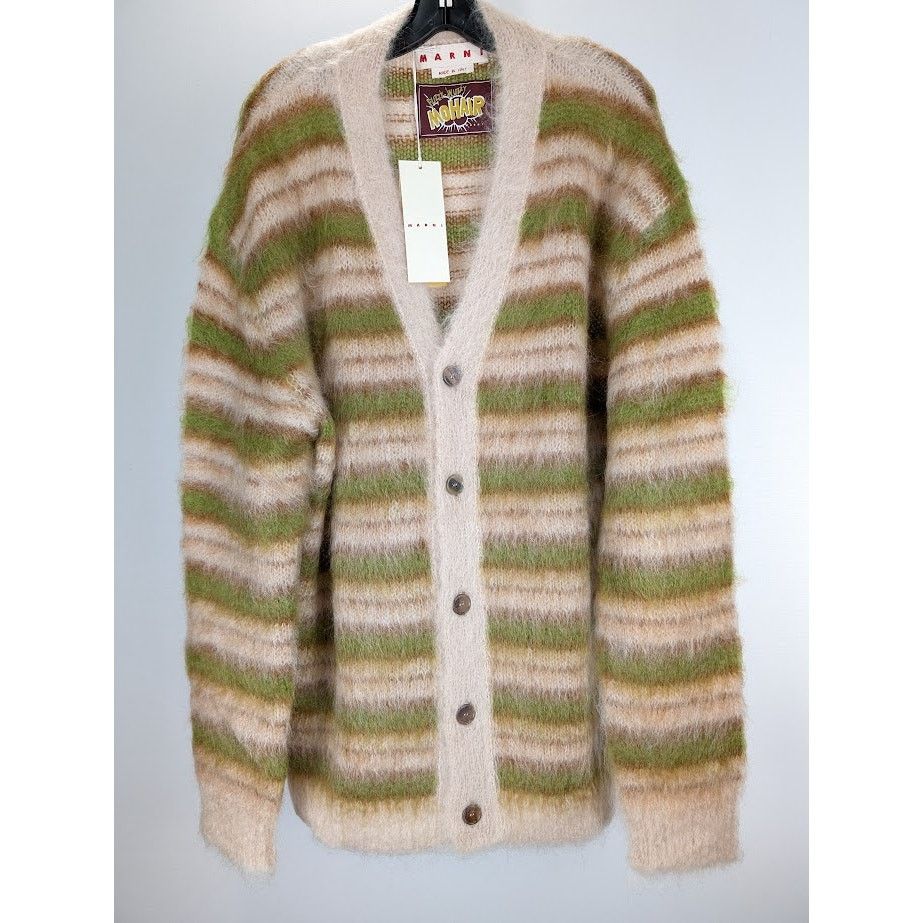 Marni o1rshd1 Iconic Brushed Stripe Cardigan in Light Camel Size US XL / EU 56 / 4 - 2 Thumbnail