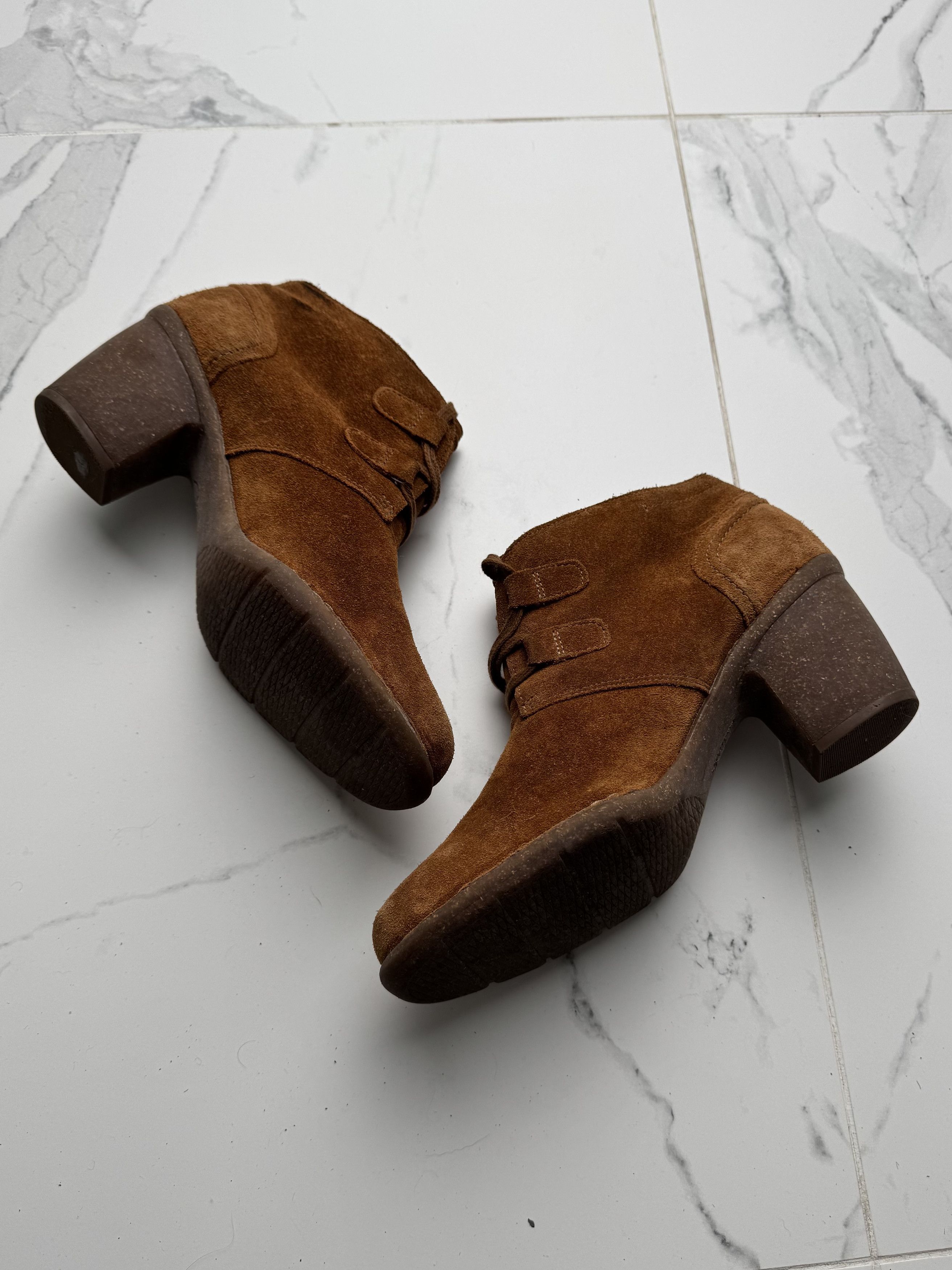 Vintage Vintage Suede Block Heel Ankle Boots Retro Lace Up Booties Size US 12 / IT 42 - 3 Thumbnail
