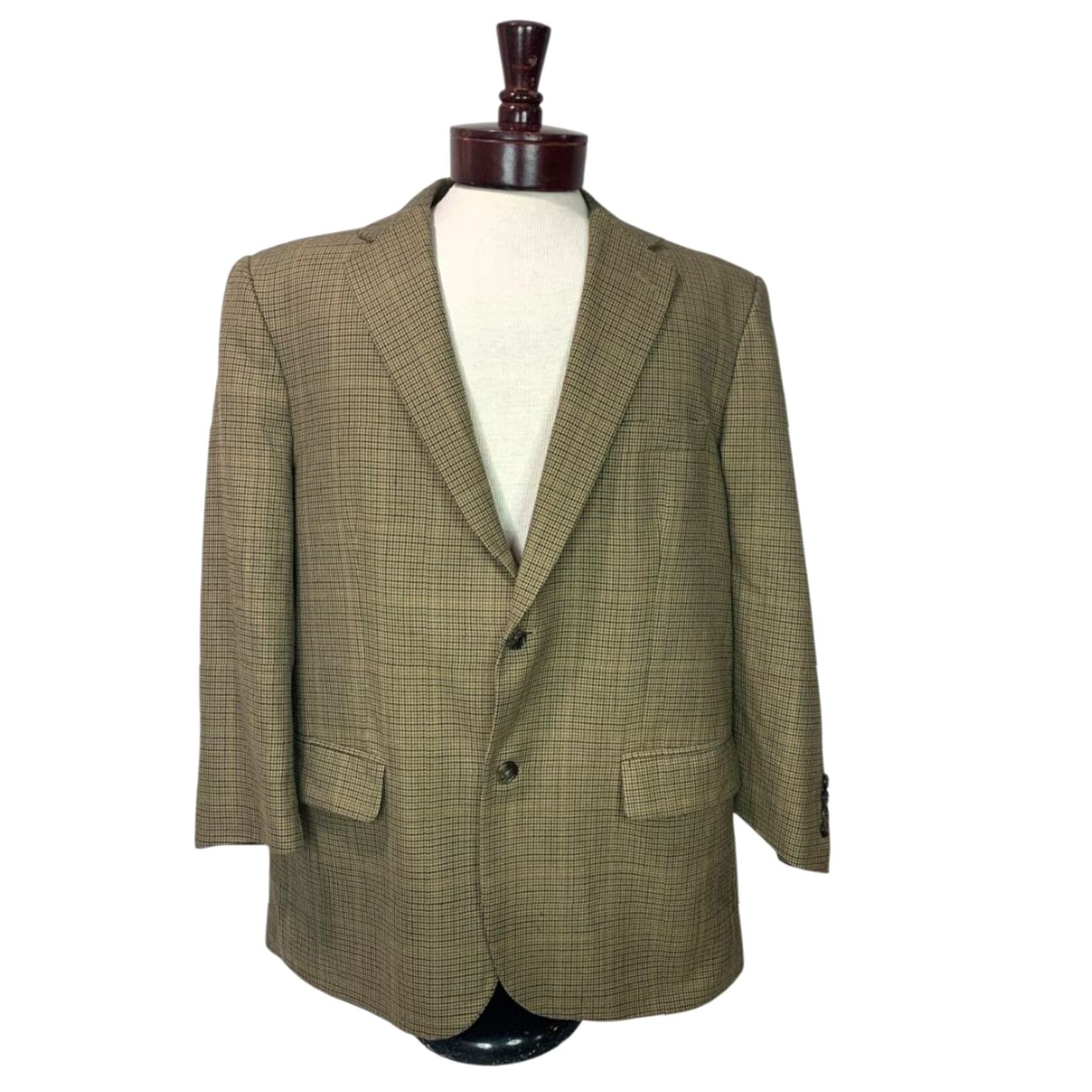 Joseph VINTAGE Joseph & Feiss 2 Button Mens Sport Coat Jacket Brown Houndstooth 44S 44 Short Regular Men Size US 44 / EU 60 - 2 Thumbnail