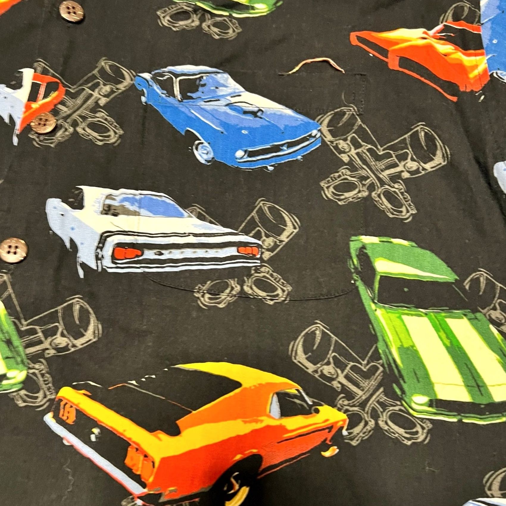Vintage David Carey Originals Black XL Regular Button Up Classic Cars Print Size US XL / EU 56 / 4 - 2 Thumbnail