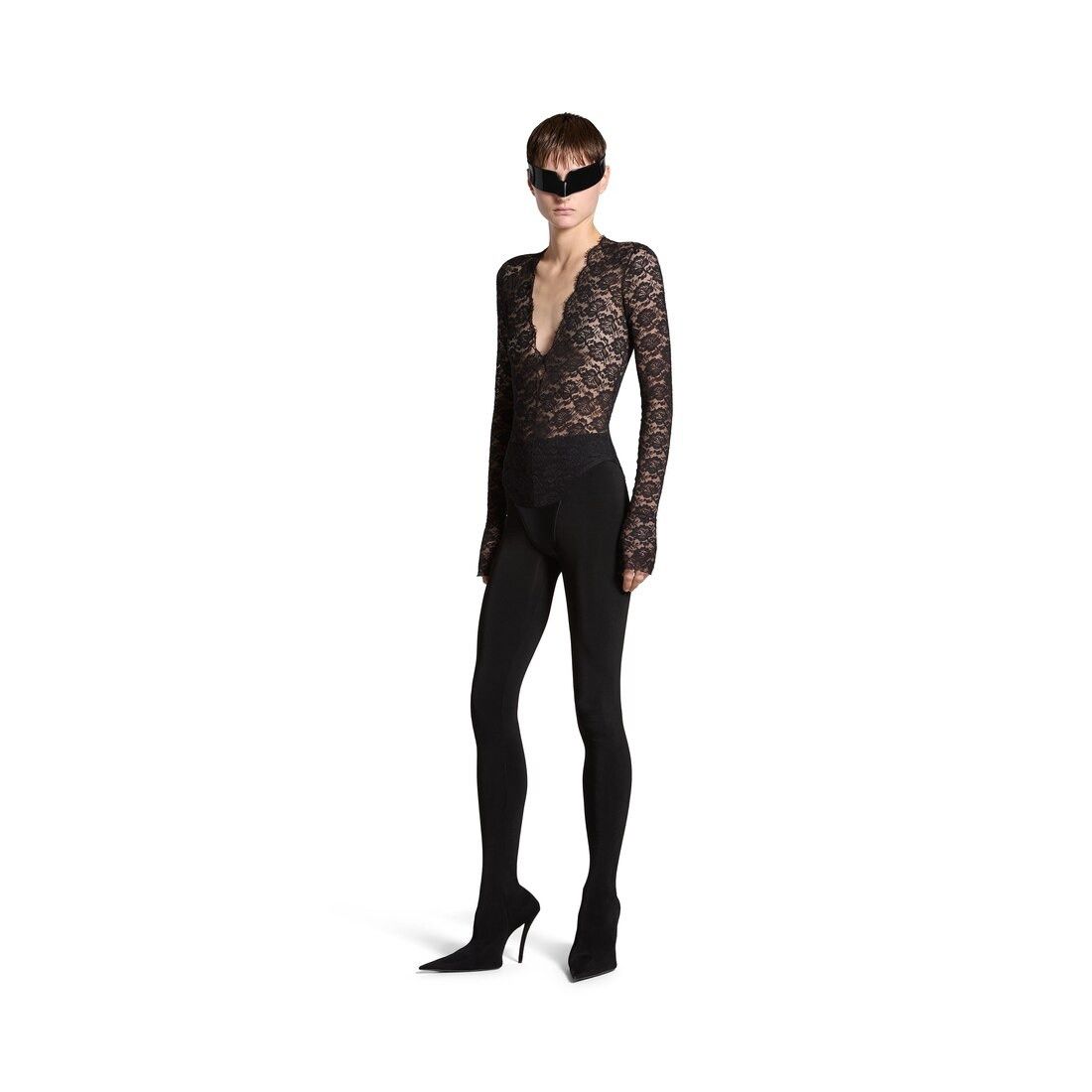Balenciaga oc11z0825 V-Neck Bodytop in Black Size M / US 6-8 / IT 42-44 - 2 Thumbnail