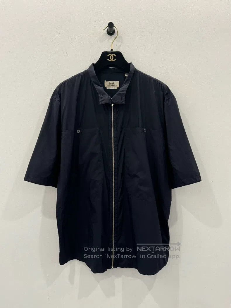 Hermes Hermes Dark blue thin zippered men's short-sleeved jacket Size US M / EU 48-50 / 2 - 1 Thumbnail