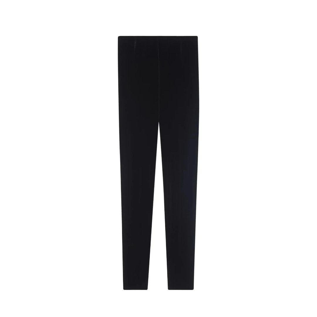 Saint Laurent Paris o1b1hav111224 Velvet Leggings in Black Size 27" / US 4 / IT 40 - 1 Thumbnail