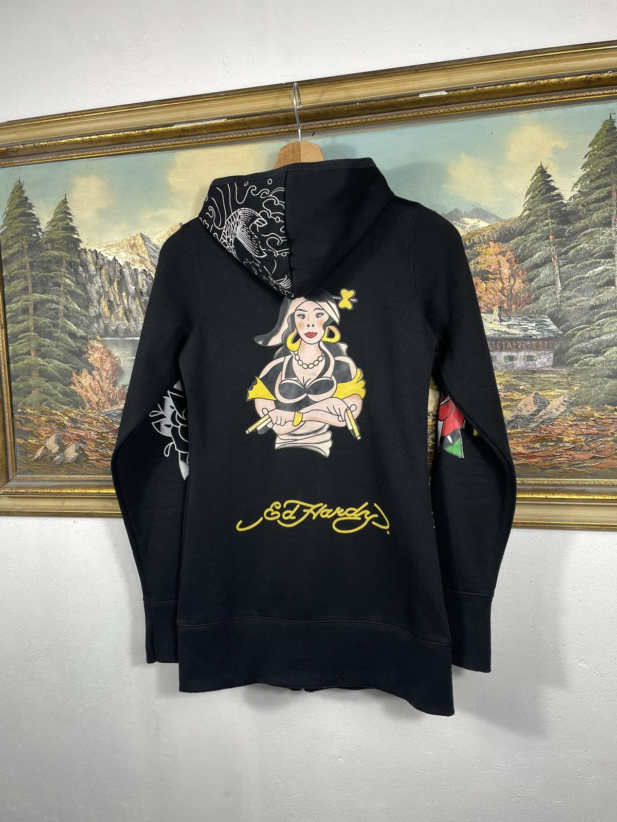 Christian Audigier × Ed Hardy × Vintage Ed Hardy Christian Audigier 00s Hoodie Affliction Grunge Size XS / US 0-2 / IT 36-38 - 6 Thumbnail
