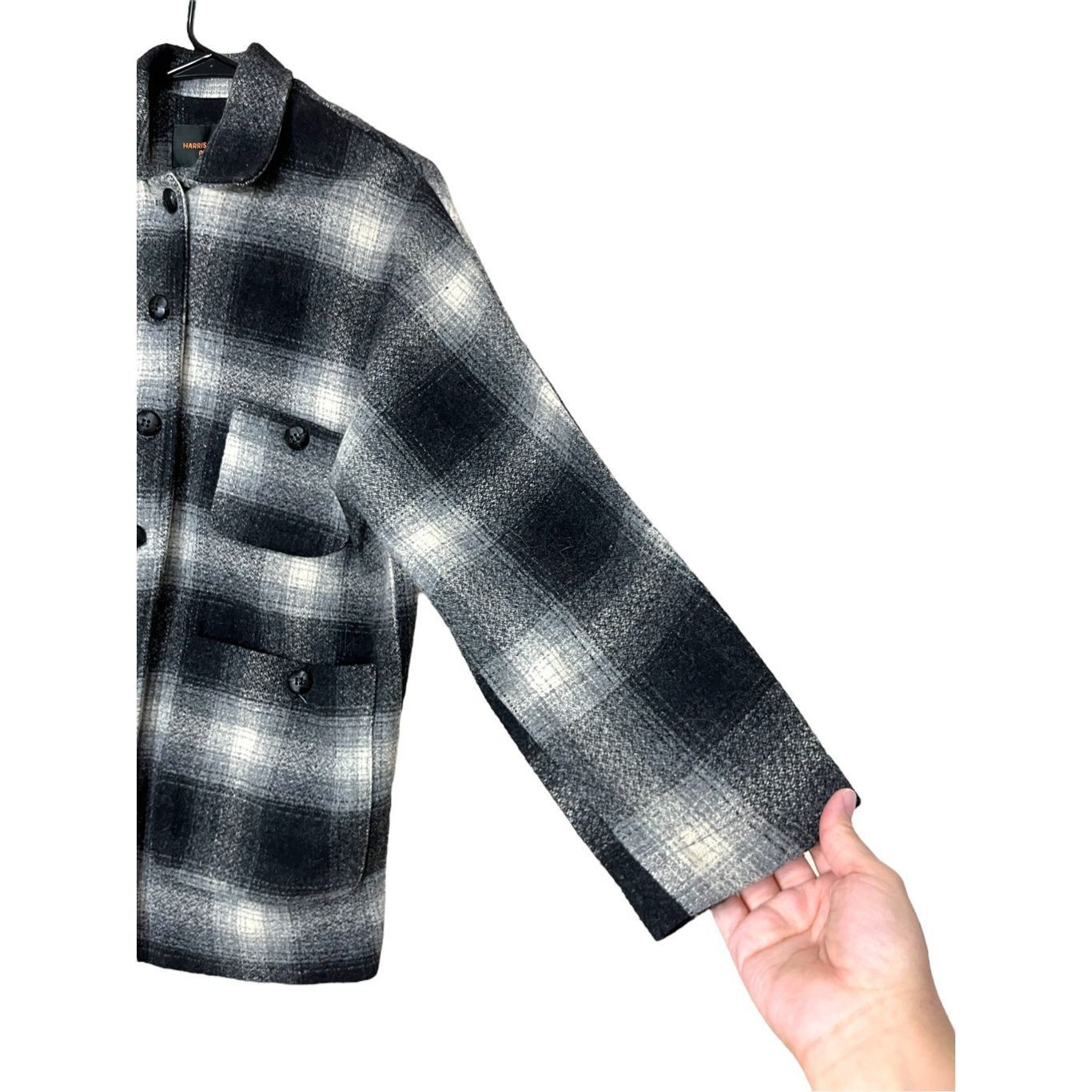 Other Vintage Harris/Wallace Petites Black Plaid Wool Blend Shacke Size XS / US 0-2 / IT 36-38 - 5 Thumbnail