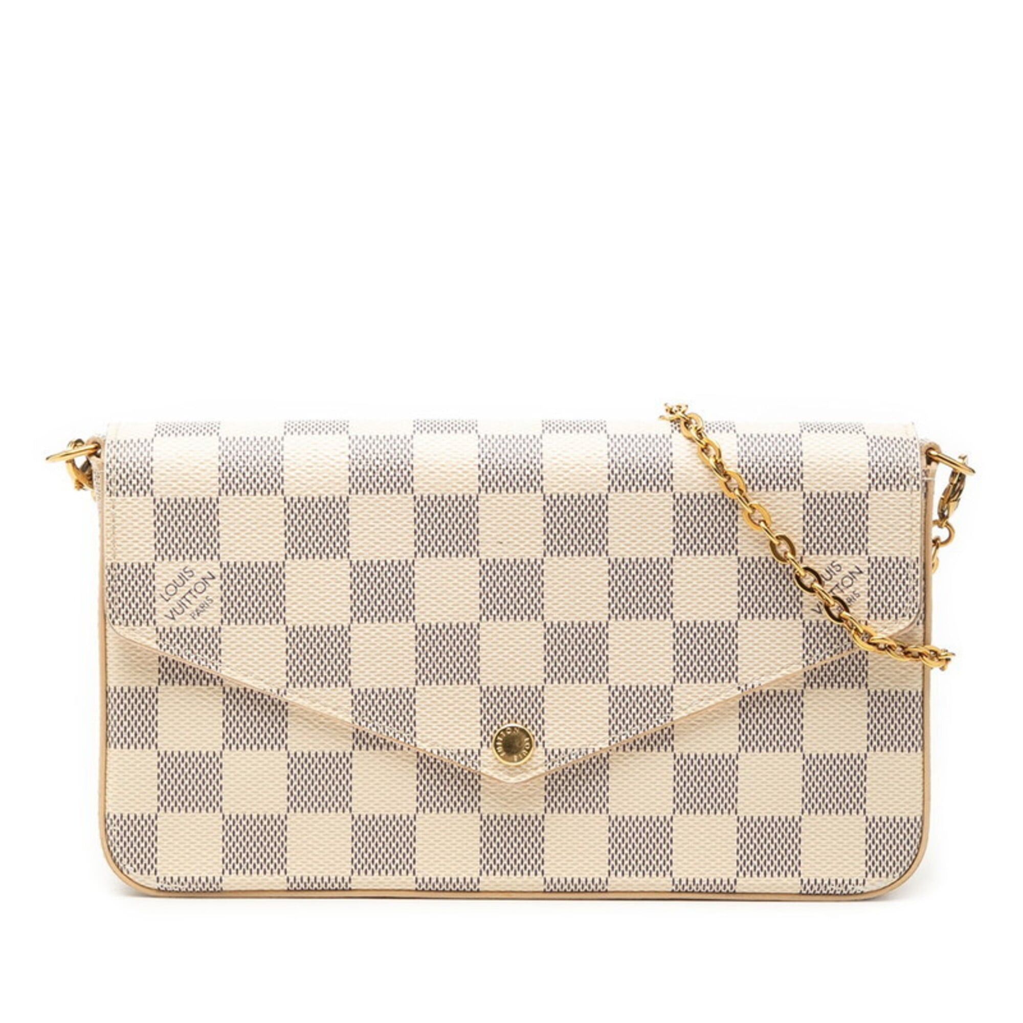 Louis Vuitton Louis Vuitton Damier Azur Pochette Felicie Chain Wallet Shoulder Bag N40491 White Leather Women's LOUIS VUITTON Size ONE SIZE - 1 Thumbnail