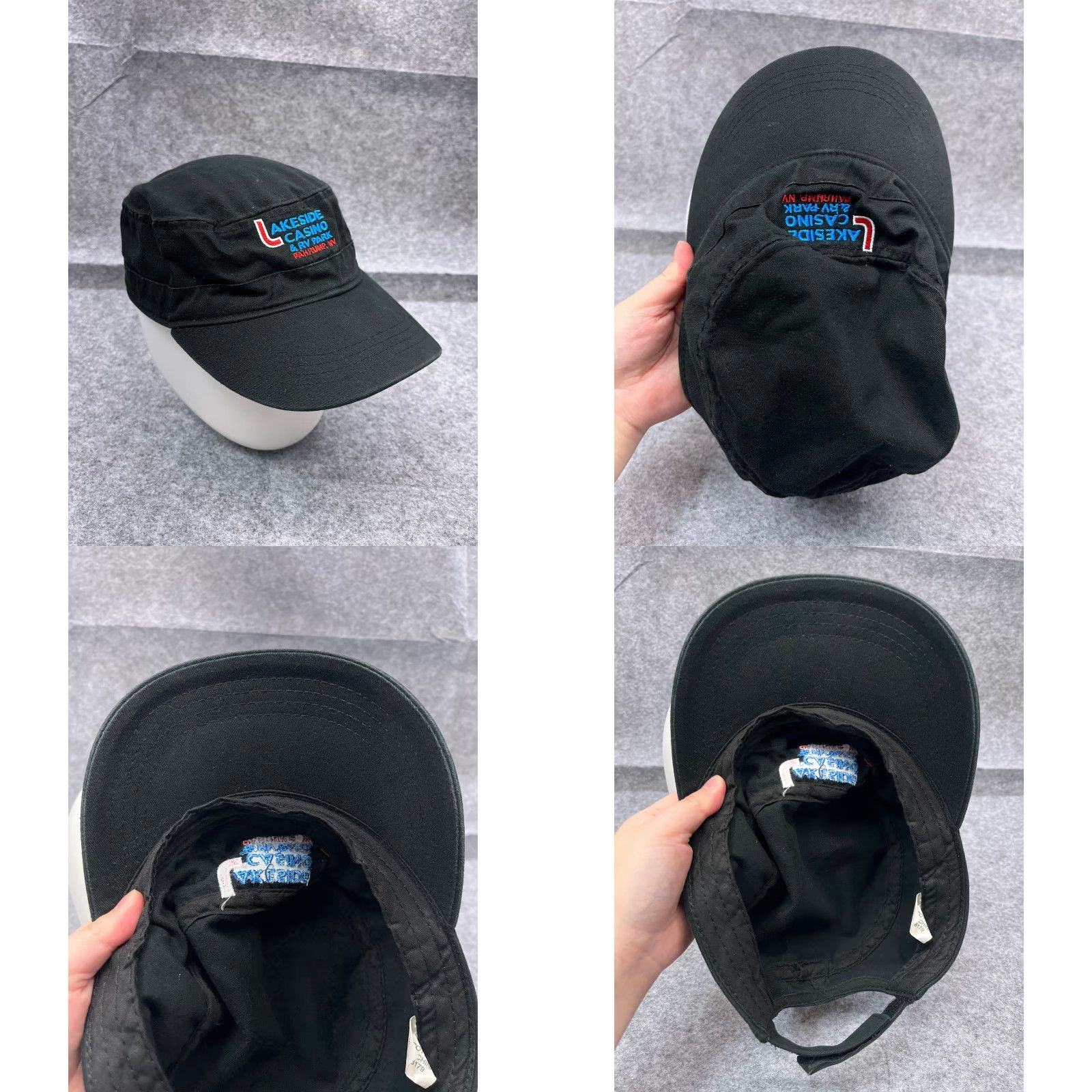 Vintage Lakeside Casino RV Park Army Hat Cap Strap Back Adult One Size Black Cotton Size US M / EU 48-50 / 2 - 8 Thumbnail