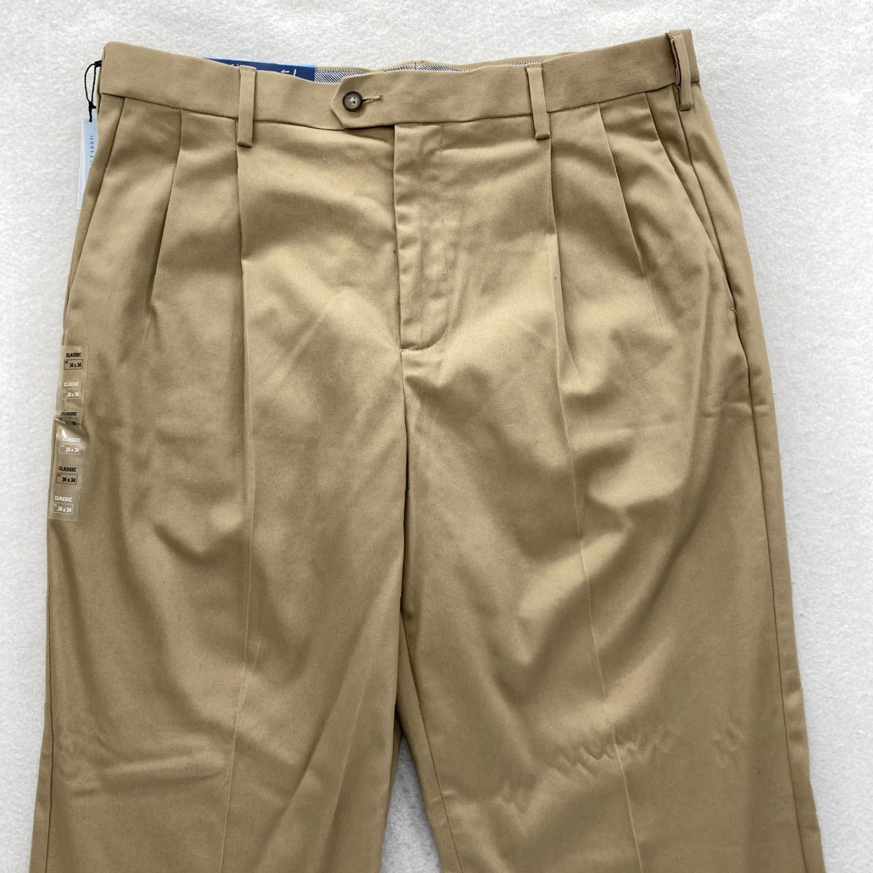 Croft & Barrow Croft & Barrow No Iron Khaki Pants Mens 34x34 Classic Fit Beige Stretch Casual Size US 34 / EU 50 - 2 Thumbnail