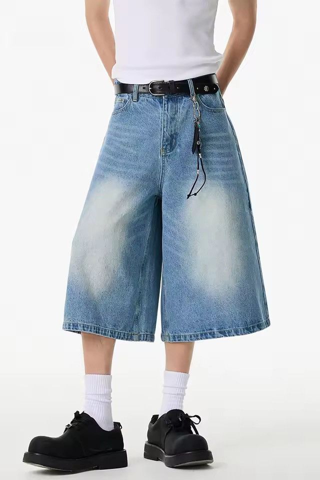 Other Streetwear Washed Blue Loose Wide Leg Hip Hop Jorts Size US 30 / EU 46 - 1 Thumbnail