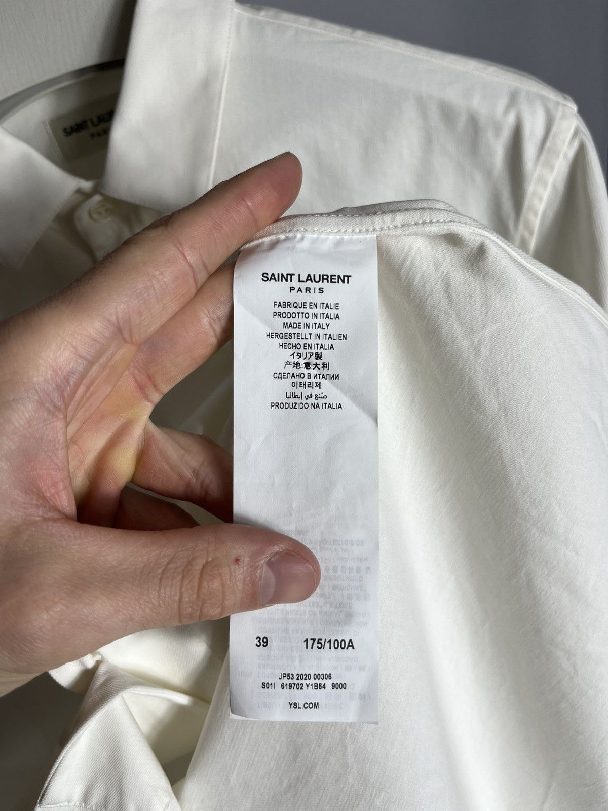 Saint Laurent Paris SAINT LAURENT Paris Beige Mens Cotton Button Up Shirt Size US M / EU 48-50 / 2 - 8 Thumbnail