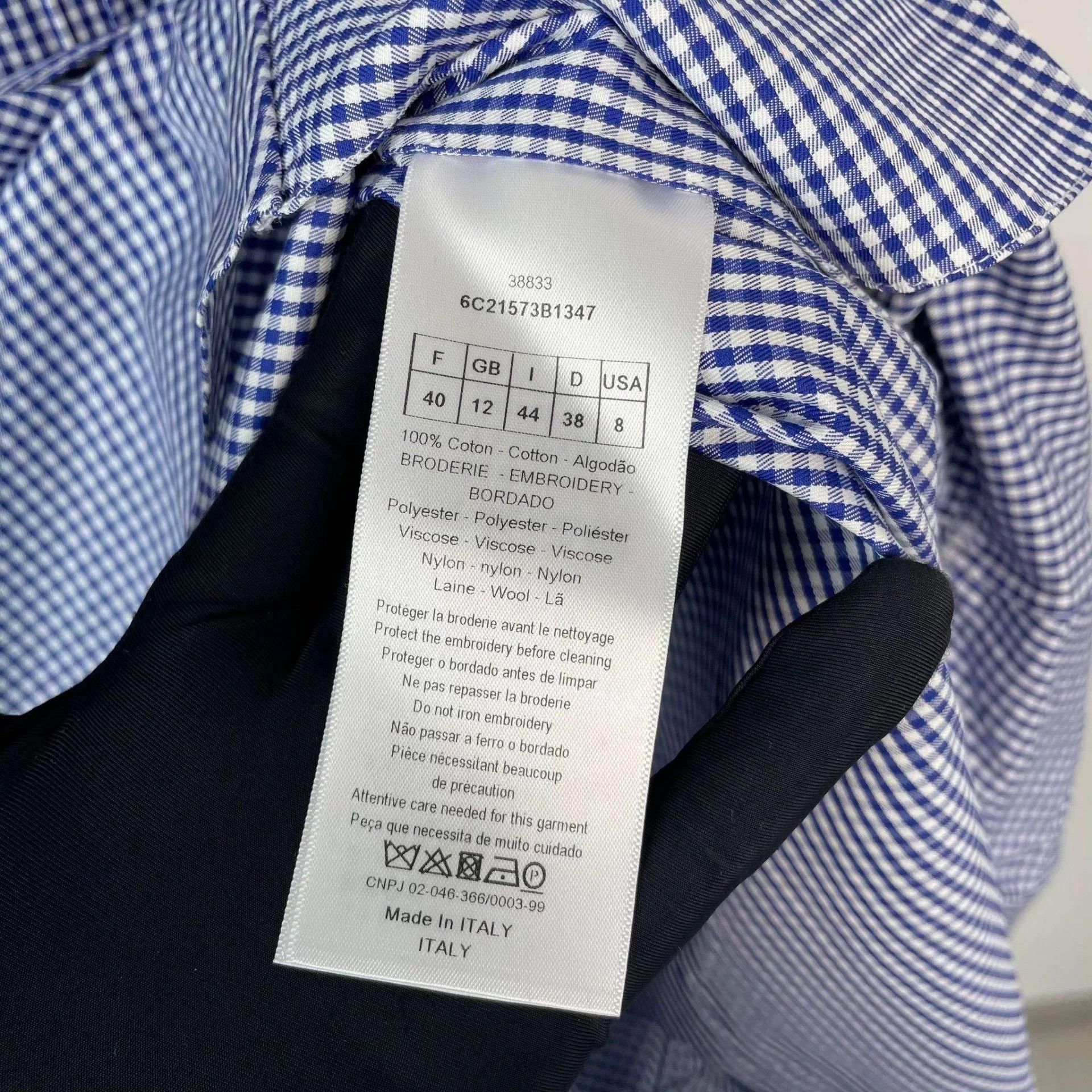 Dior DIOR Blue White Plaid Mid-Length Dress CD Logo Size 40 Size M / US 6-8 / IT 42-44 - 4 Thumbnail