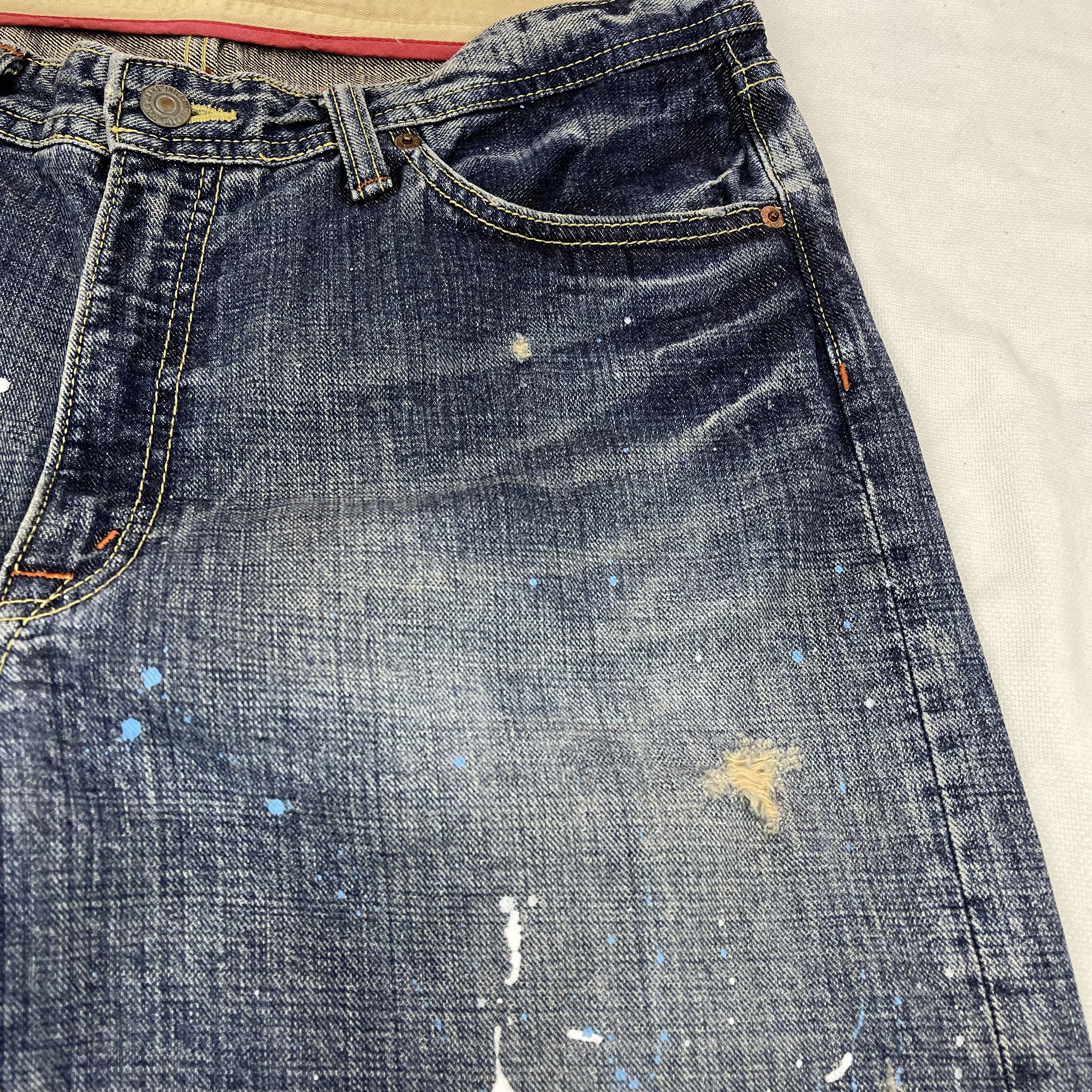 Japanese Brand GL HEART Paint Art Design Denim Jeans #1223/AQ Size US 33 - 4 Thumbnail