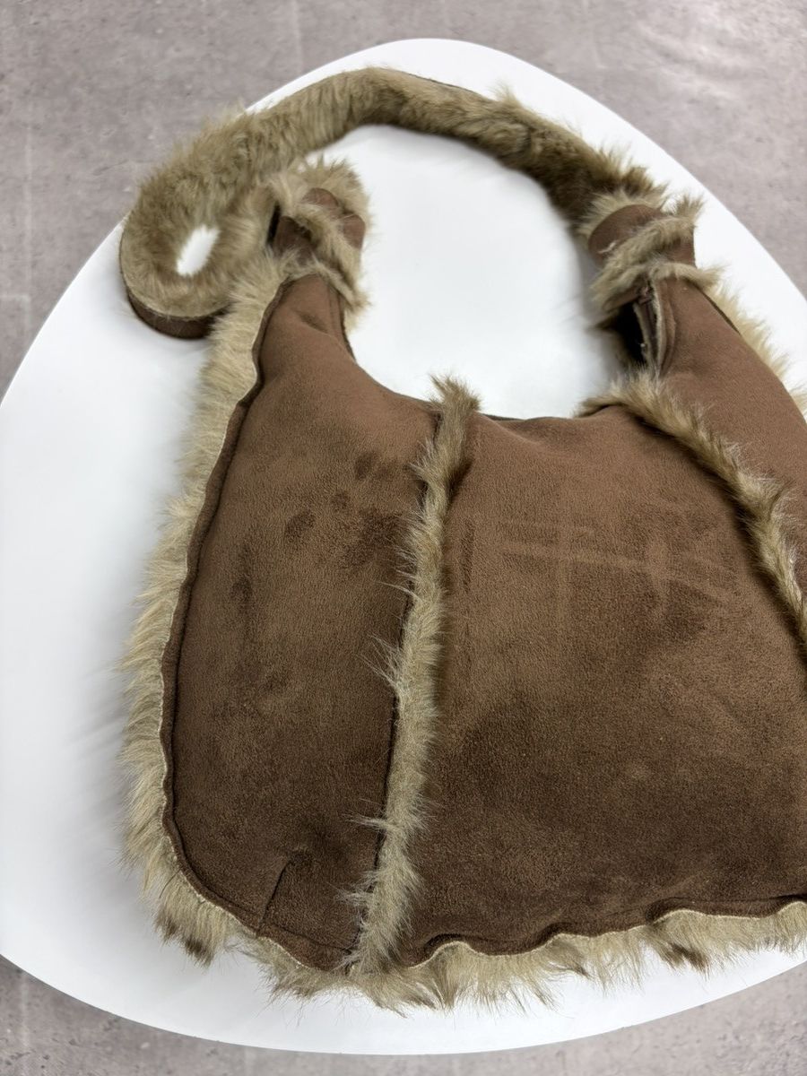 If Six Was Nine Vintage Shearling Fur Leather Shoulder Bag Y2K Boho Suede Size ONE SIZE - 9 Thumbnail