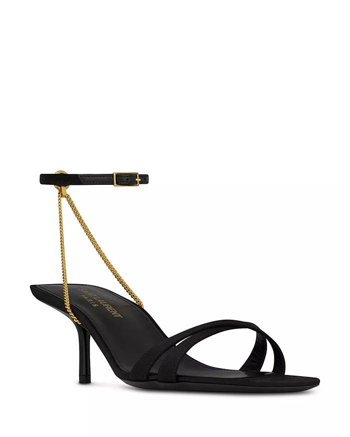 Saint Laurent Paris o1tp1o1224 Mellody Sandals In Crepe Satin in Black Size US 6.5 / IT 36.5 - 1 Preview