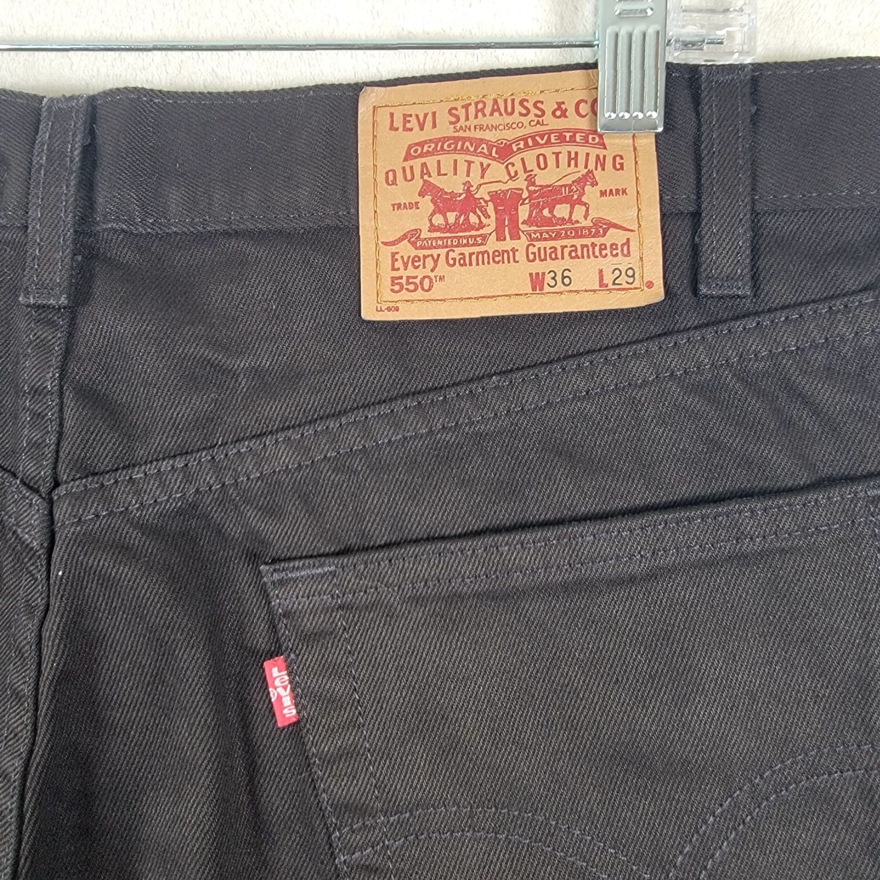 Levi's VINTAGE Levis 550 Jeans Mens 36X29 Black Denim Relaxed Fit Grunge Rocker Skater Size US 36 / EU 52 - 6 Thumbnail
