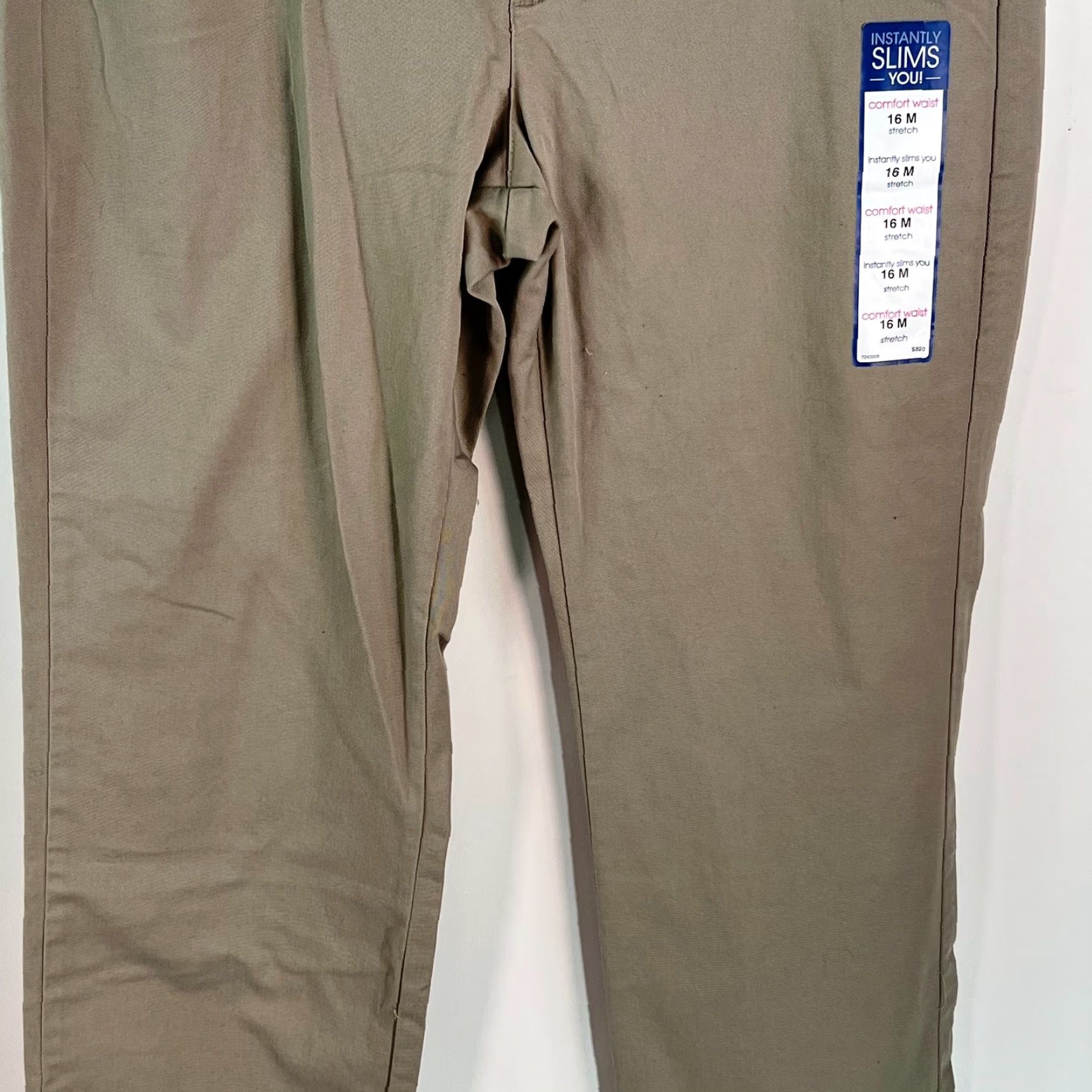 Vintage Riders Chino Pants Brown 16 Regular Stretch Waist Relaxed Straight Leg Women NWT- US A Seller Size 38" / US 16 / IT 52 - 5 Thumbnail