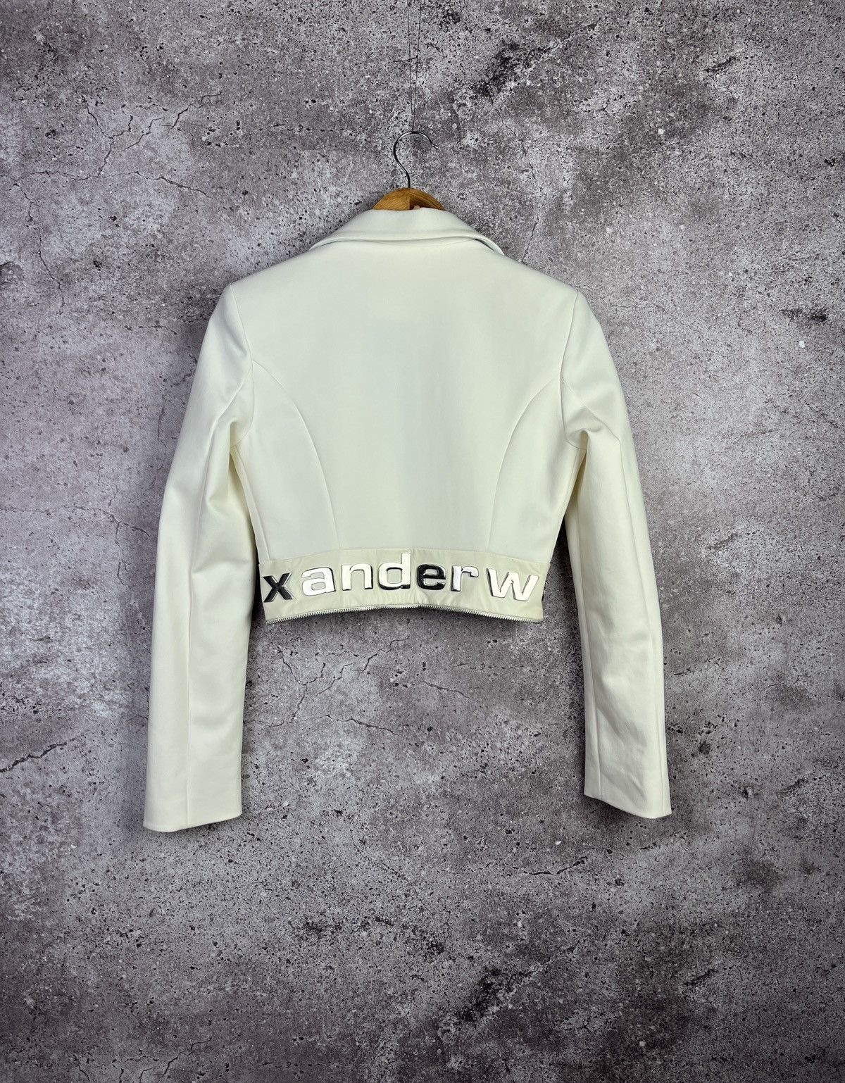 Alexander Wang Cropped Blazer Cream Logo Hardware Jacket Designer Zip Size S / US 4 / IT 40 - 2 Thumbnail