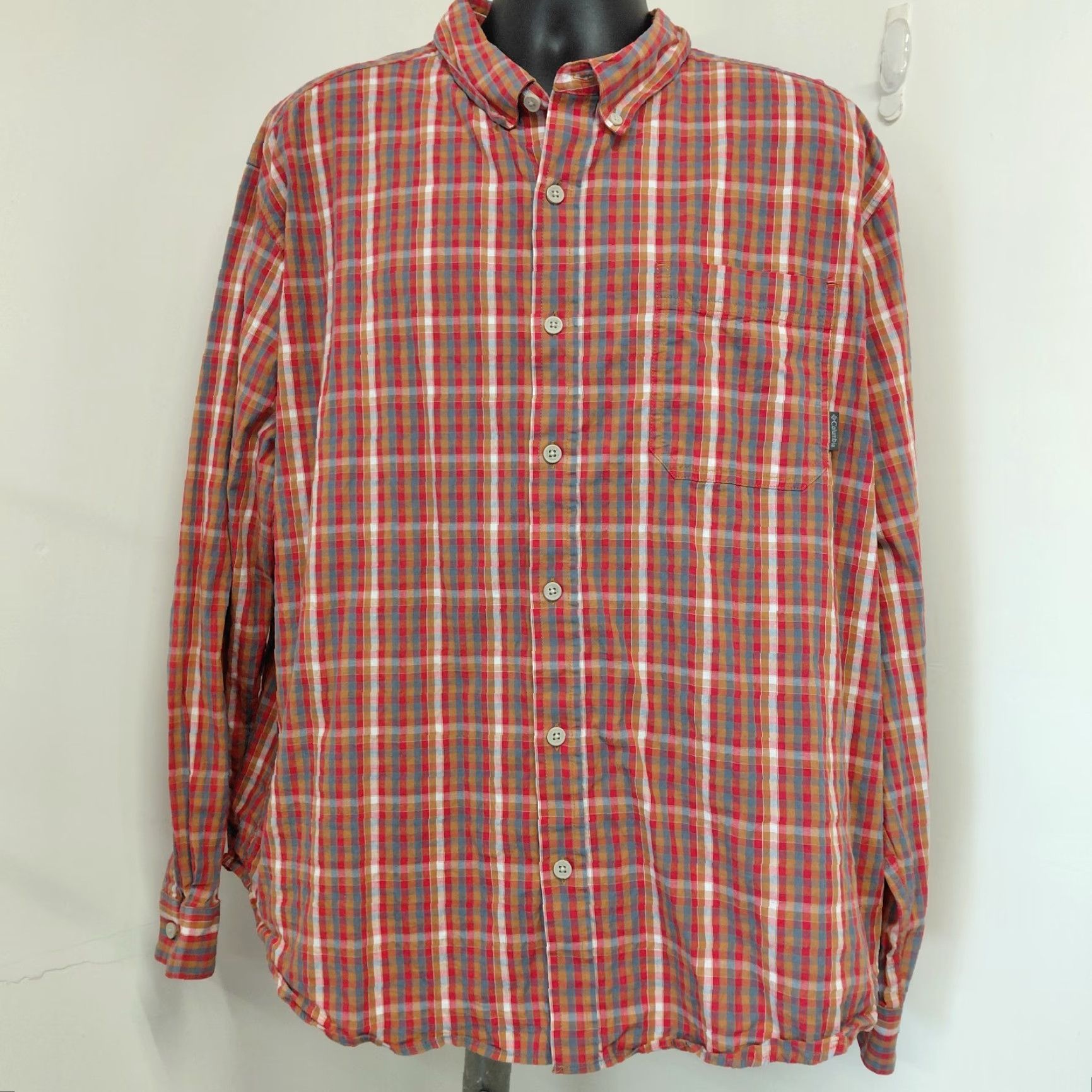 Vintage Columbia Sportswear Shirt Mens XXL Orange Red Plaid Button-Down Long Sleeve Size US XXL / EU 58 / 5 - 2 Thumbnail