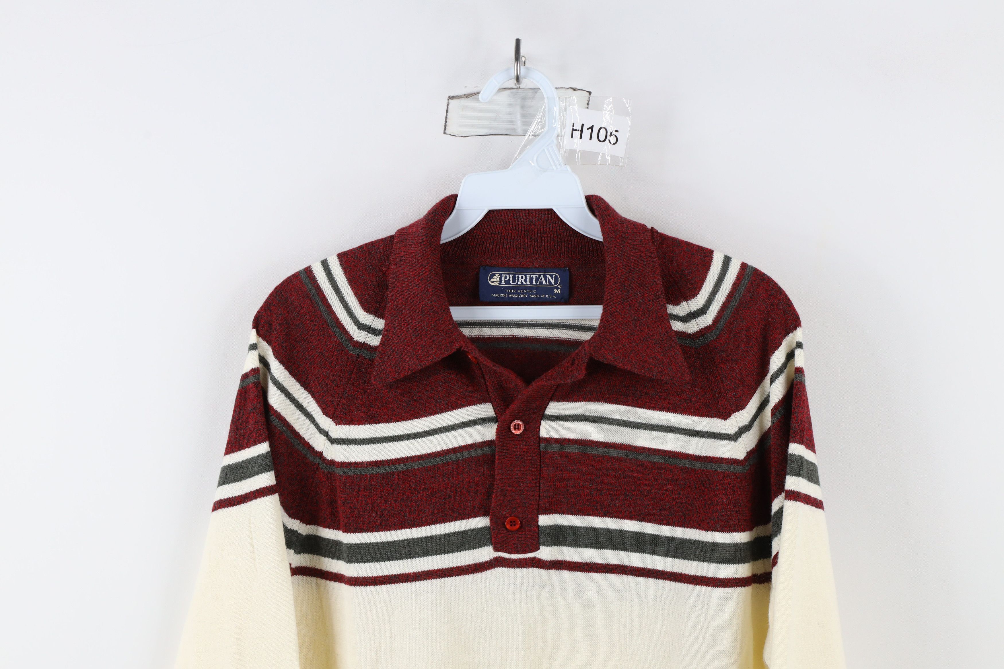 Vintage Vintage 70s Streetwear Block Knit Collared Polo Sweater Size US M / EU 48-50 / 2 - 2 Thumbnail