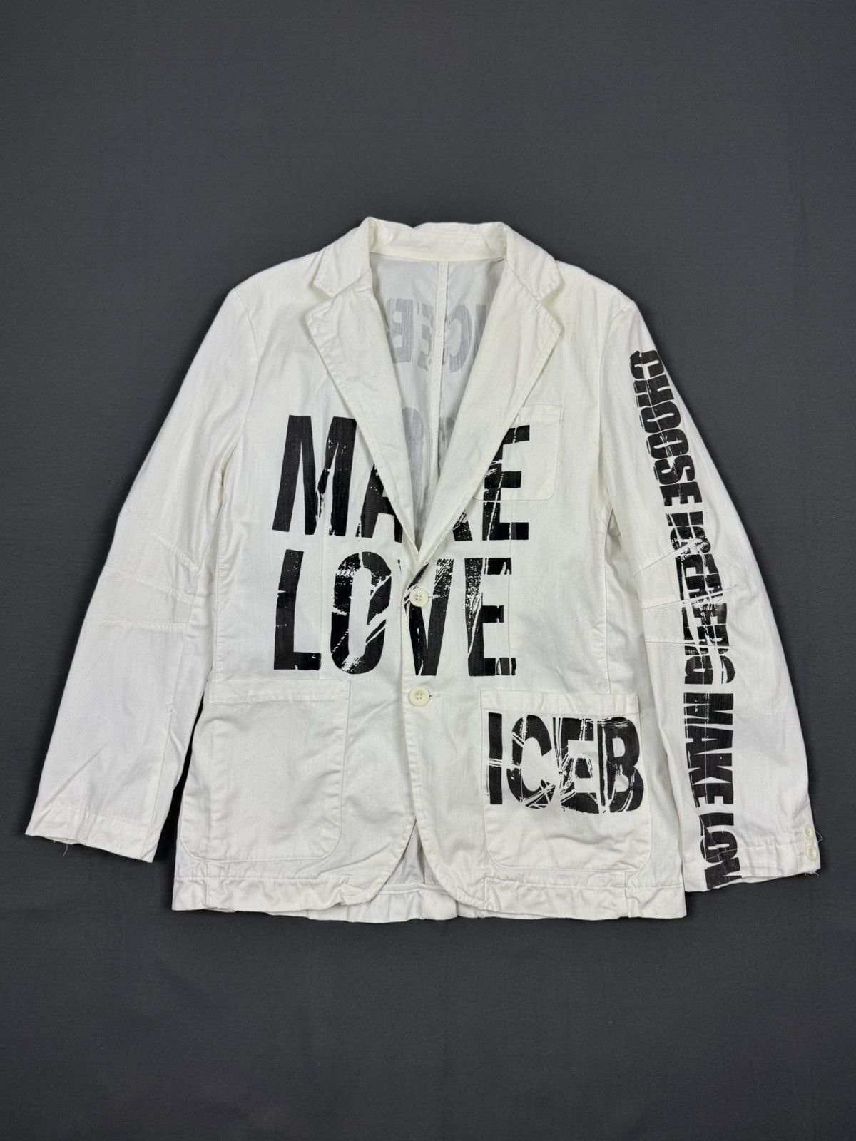 Iceberg Iceberg “Choose Iceberg Make Love” White Blazer Jacket Size US M / EU 48-50 / 2 - 4 Thumbnail