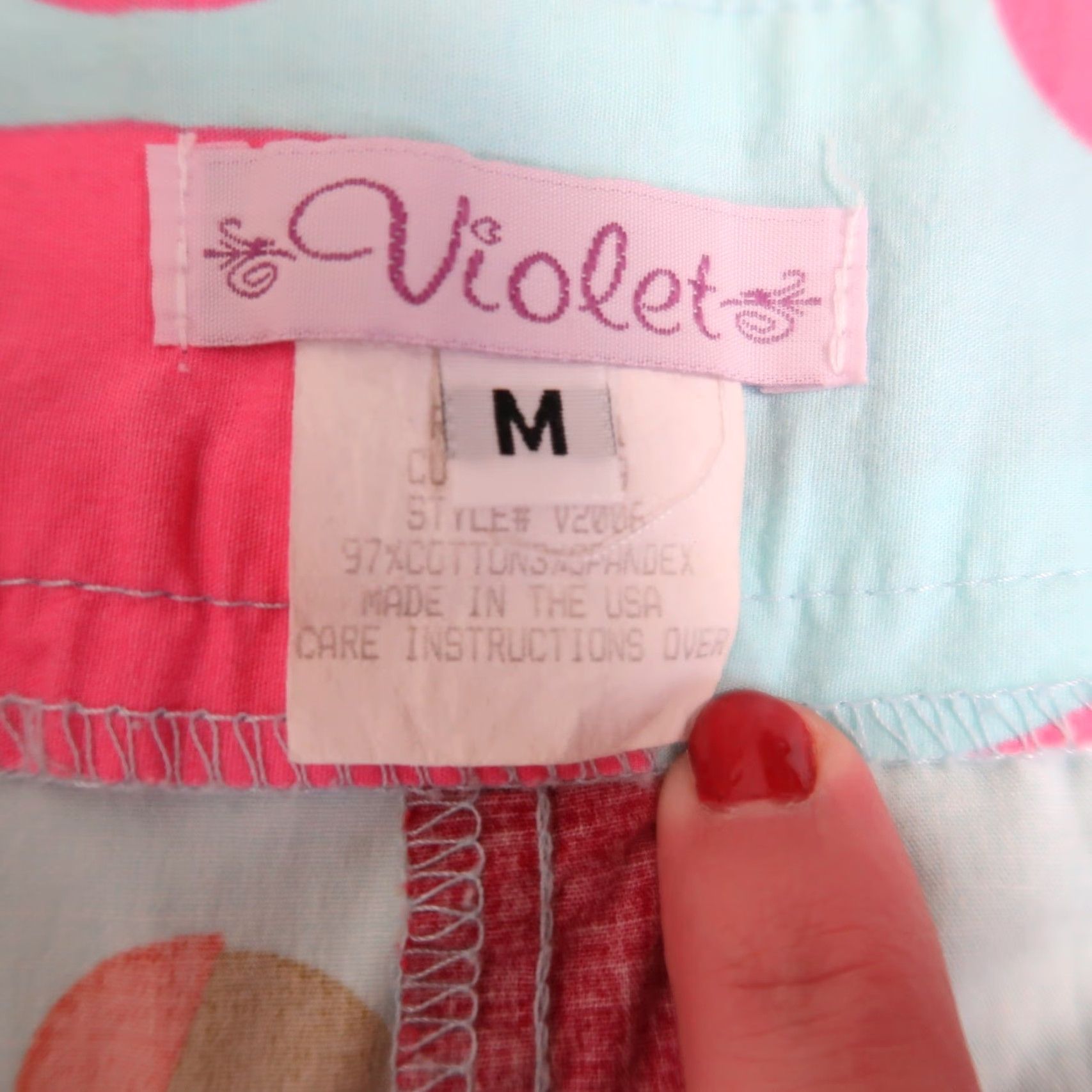 Vintage VINTAGE 90s Cotton Mini Skirt M Adults Casual Heart Print Violet Light Blue Pink Olive Green Aline High Rise Side Zipper Womens? Size 30" / US 8 / IT 44 - 4 Thumbnail