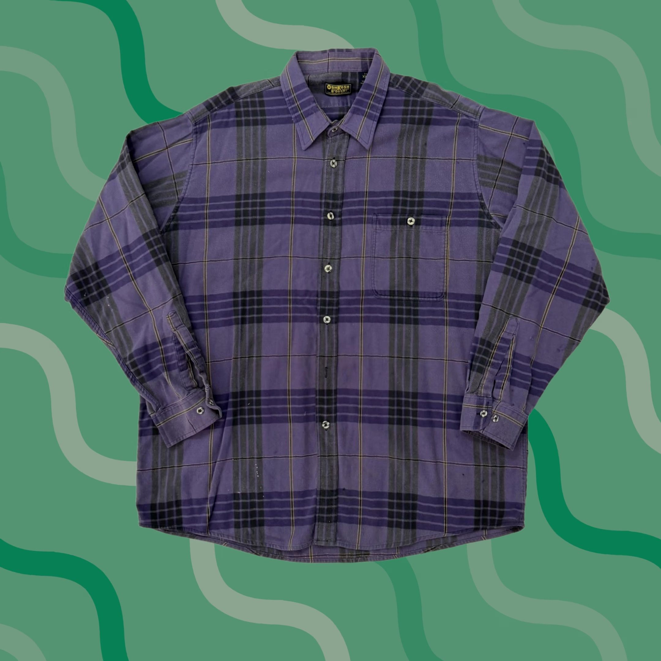 Vintage VINTAGE OshKosh B'gosh Shirt Mens 2XLT Purple Plaid Flannel Button Up Size US XXL / EU 58 / 5 - 1 Thumbnail