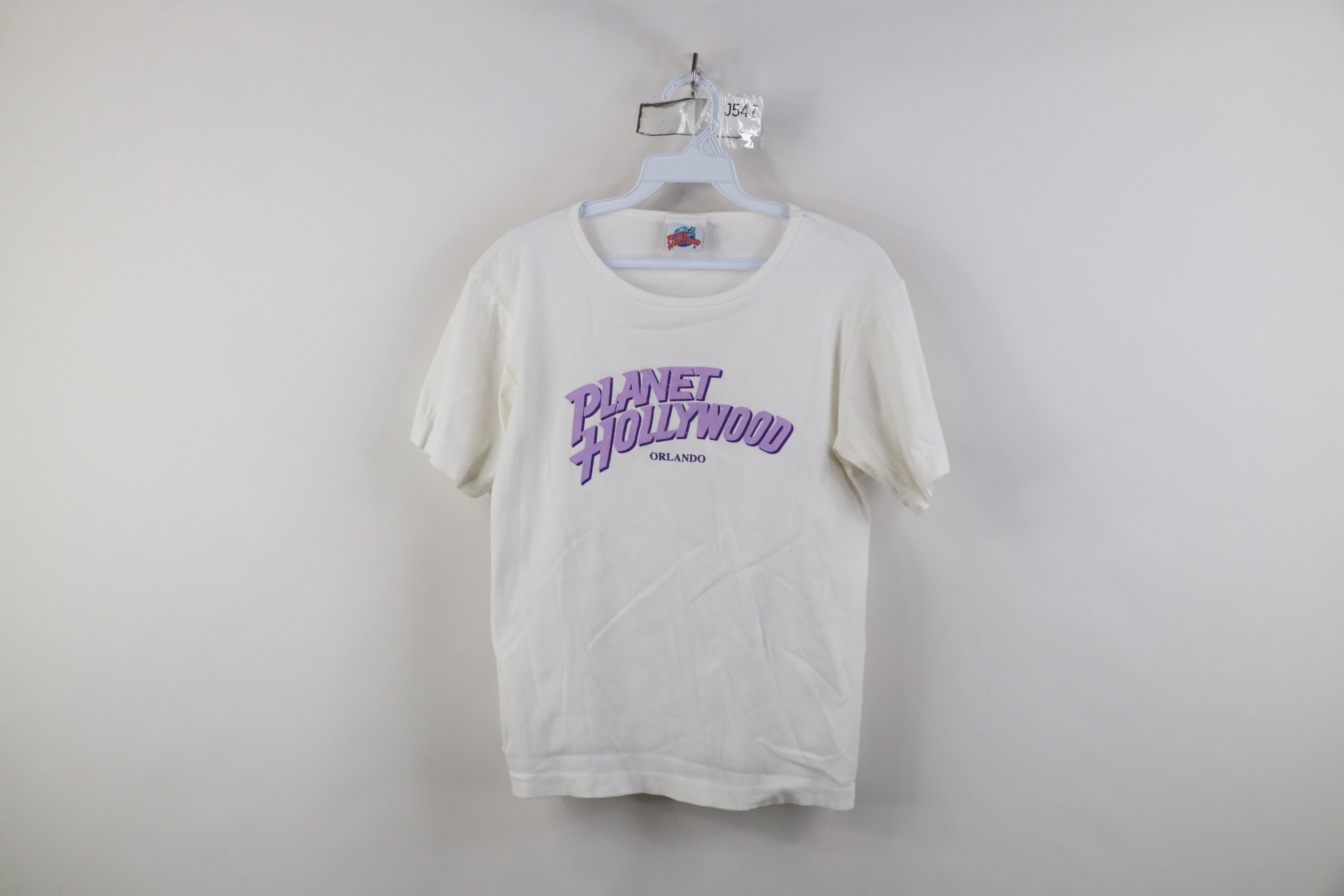 Vintage Vintage 90s Planet Hollywood Cropped Ribbed Knit T-Shirt USA Size US L / EU 52-54 / 3 - 1 Thumbnail