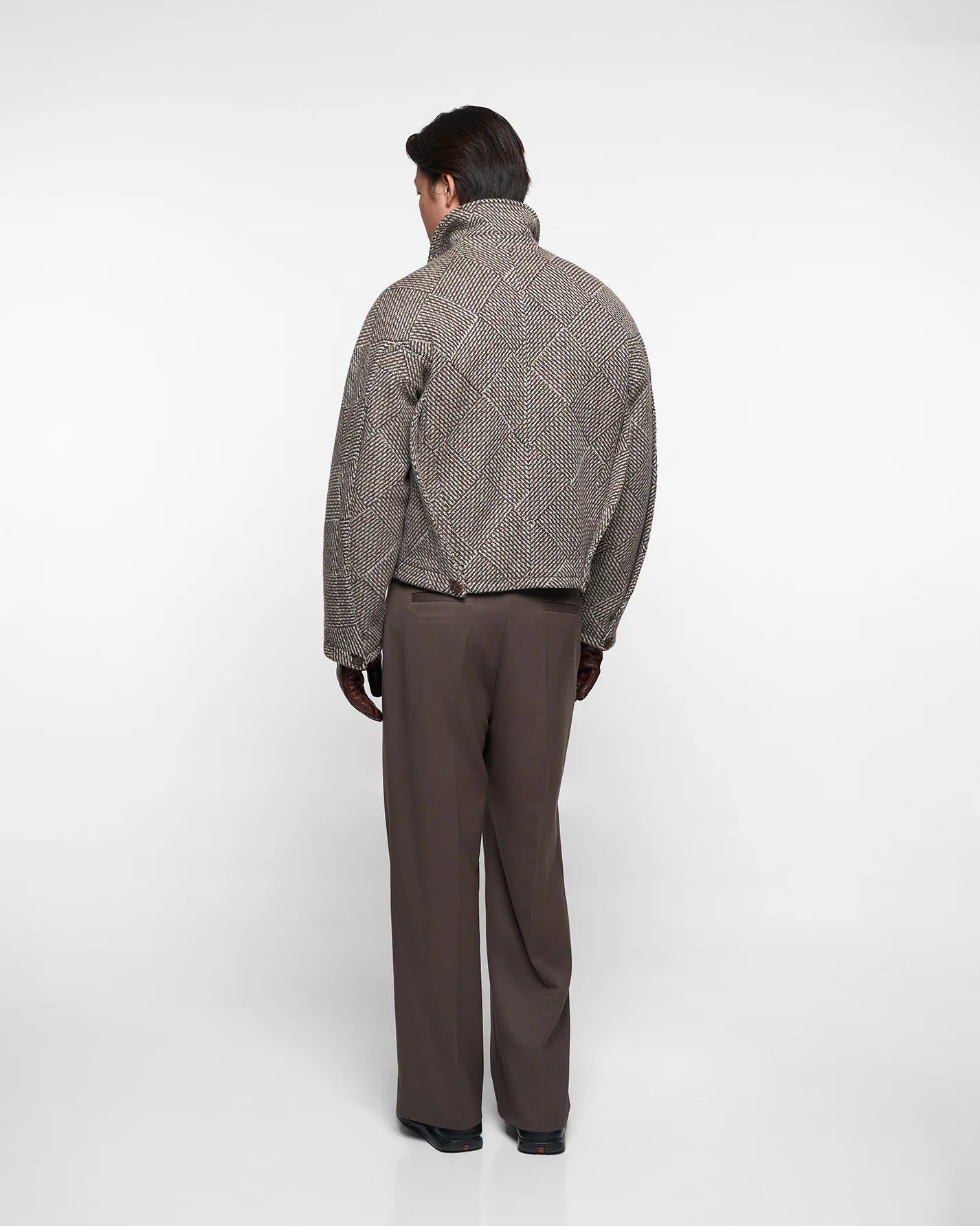 Ojardorf 💚 O. FILES Chess Wool Jacket in Mocha/Cream Medium NEW Size US M / EU 48-50 / 2 - 11 Thumbnail