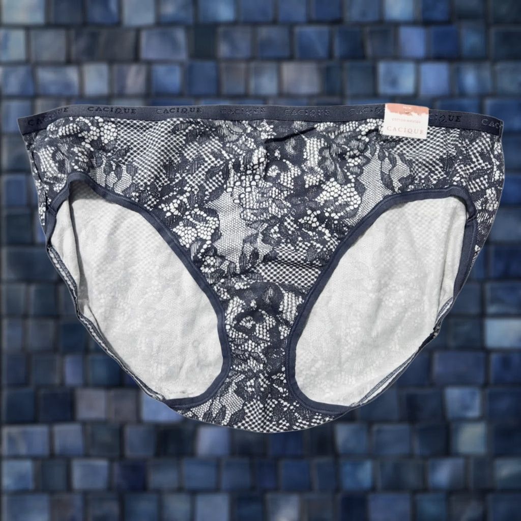 Vintage Cacique Womens 14/16 Panty Hipster Cotton Blue-Gray Floral Size 38" / US 16 / IT 52 - 1 Thumbnail