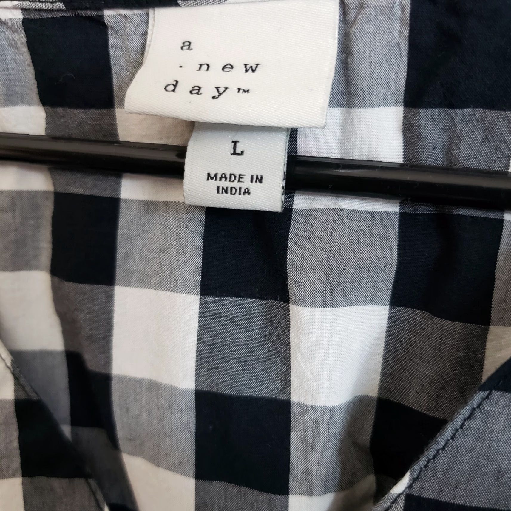 Vintage A New Day Women's Button Front Shirt Sz Large Black Checkered Cotton Long Sleeve Shirt Size L / US 10 / IT 46 - 6 Thumbnail