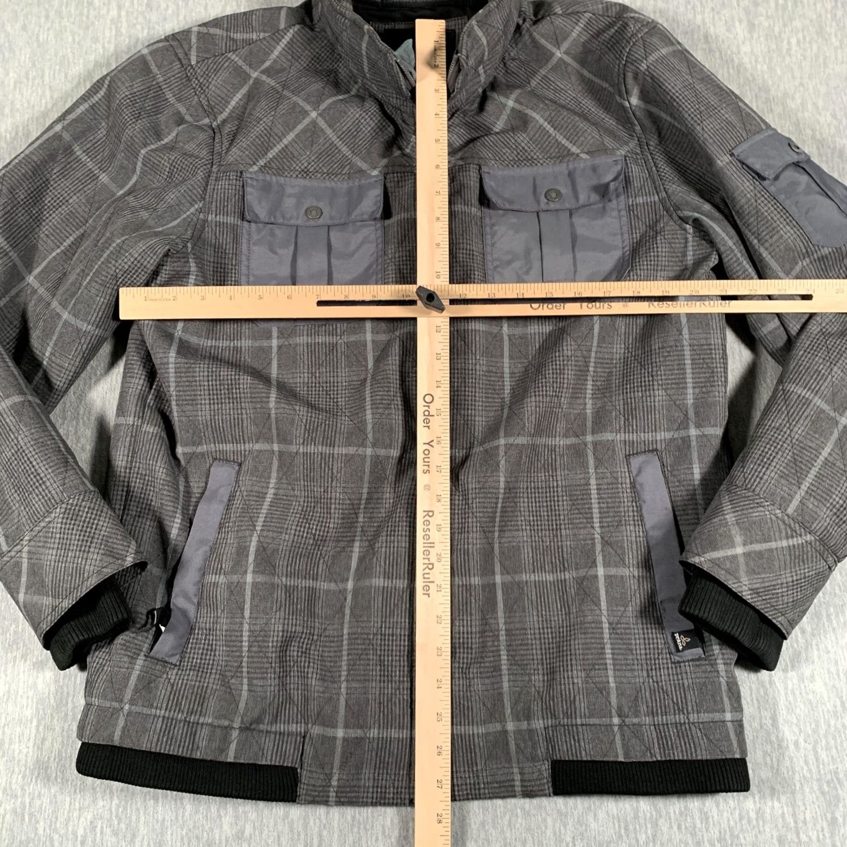 Prana prAna Jacket Mens L Gray Plaid Full Zip Stand Collar Pockets Lined Insulated Casual Fall Winter Size US L / EU 52-54 / 3 - 6 Thumbnail