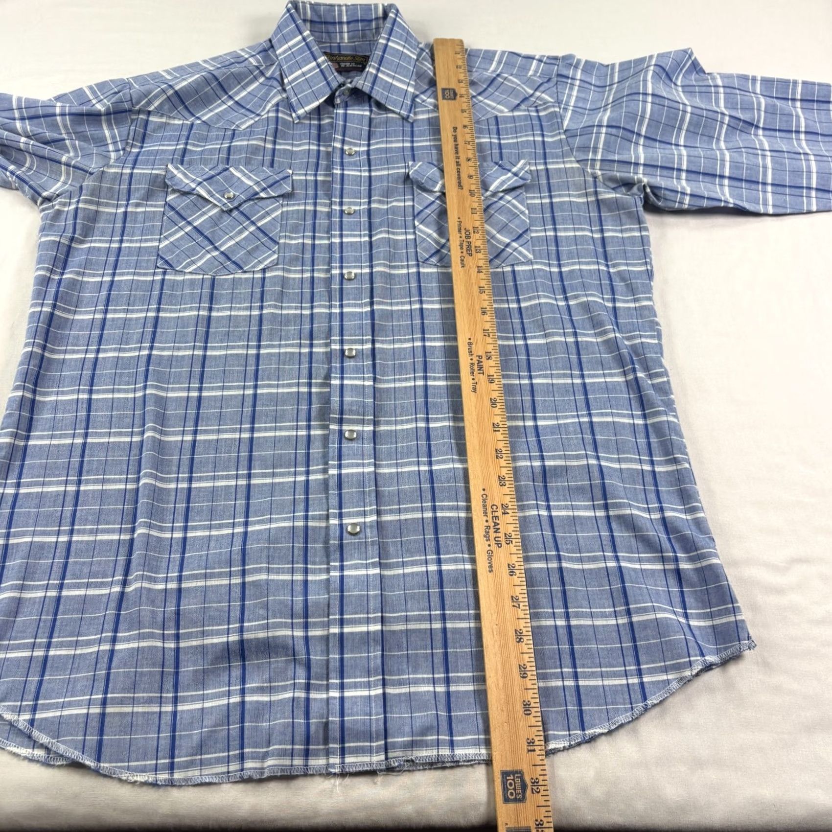 Vintage VINTAGE Panhandle Slim Shirt Mens 16.5 Blue Plaid Pearl Snap Up Western USA Made Size US XL / EU 56 / 4 - 5 Thumbnail