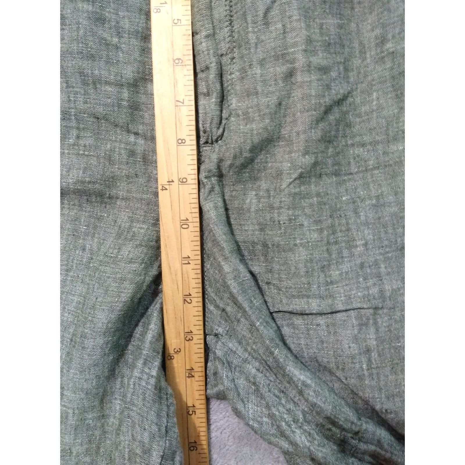 Athleta Athleta Shorts Womens 16 Green Voyager Linen High Rise Elastic Waist Beachy Size 38" / US 16 / IT 52 - 4 Thumbnail