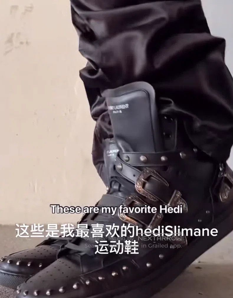 Saint Laurent Paris Saint Laurent Paris Black Samurai Studs and Strap High-Top Size US 7 / EU 40 - 8 Thumbnail