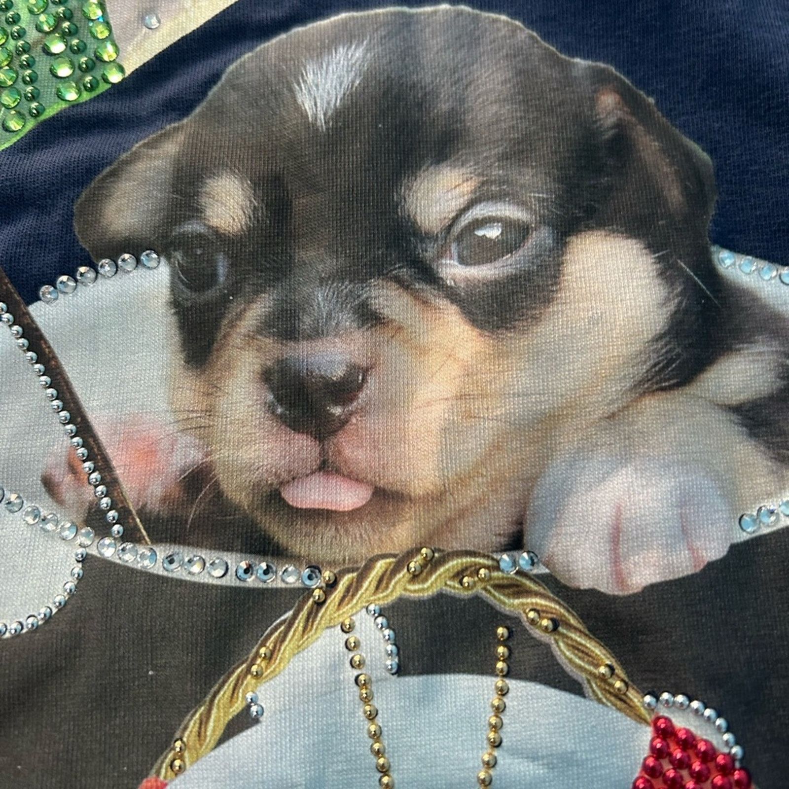 Other EAN 13 Swarovkski Crystal Accent Shirt Puppy Nautical Navy 6 Size M / US 6-8 / IT 42-44 - 3 Thumbnail