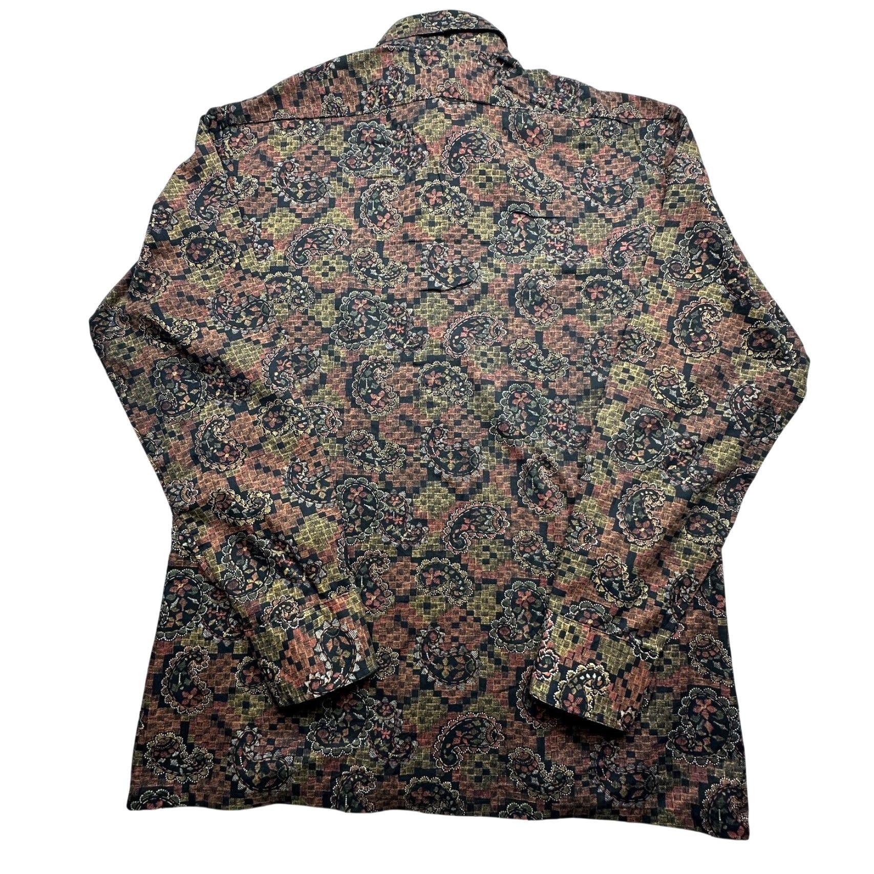 Vintage VINTAGE Strung Out Shirt Long Sleeve Button-Up Paisley Orange Yellow Mens Large 70s Hippie Pattern Crew Neck Collared Cotton Polyester Size US L / EU 52-54 / 3 - 2 Thumbnail