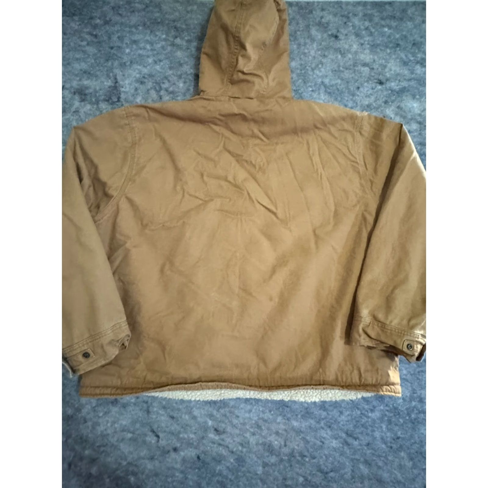 Dickies VINTAGE Dickies "Work" Fleece Lined Hooded Jacket Chore Work Coat 3XL Brown Tan Mens Size US XXL / EU 58 / 5 - 3 Thumbnail