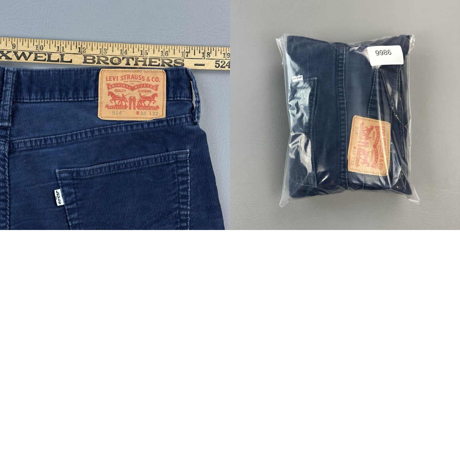Levi's Levis 514 Pants Mens 34x32 Navy Corduroy Straight Fit Grunge Casual Vintage USA 90s Jeans Mens Regulation Regular Straight Pants Size US 34 / EU 50 - 9 Thumbnail