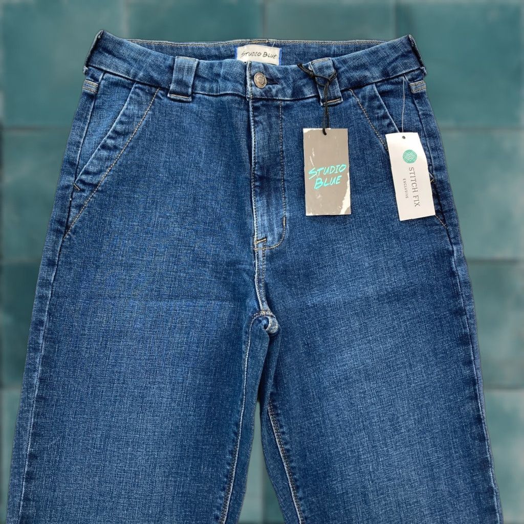 Vintage Studio Blue Jeans Women's 28 Tapered Denim Dark Blue Stretch NWT Regular 5-Pocket Cotton Spandex Jeans Girls Womens Size 28" / US 6 / IT 42 - 1 Thumbnail