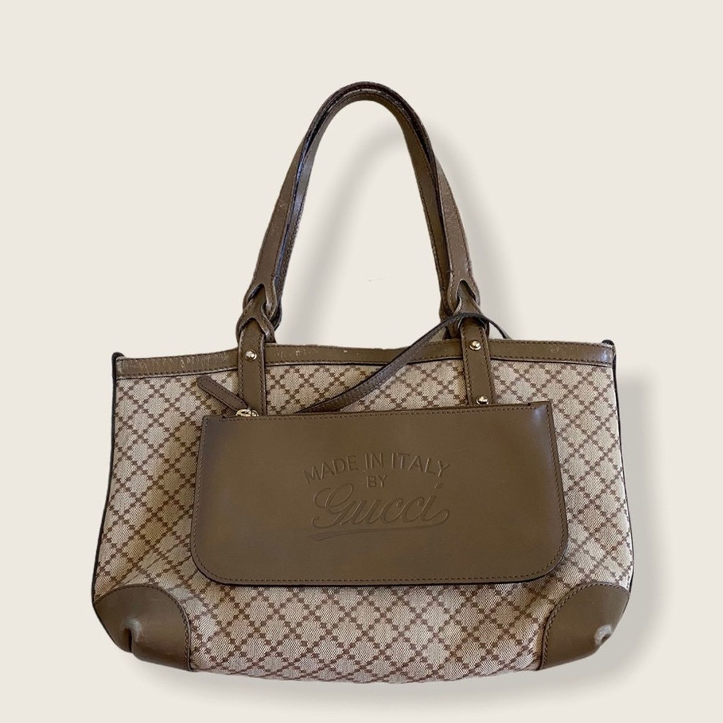 Gucci Gucci Diamanté Brown Canvas Leather Mini Tote & Pouch Size ONE SIZE - 1 Thumbnail