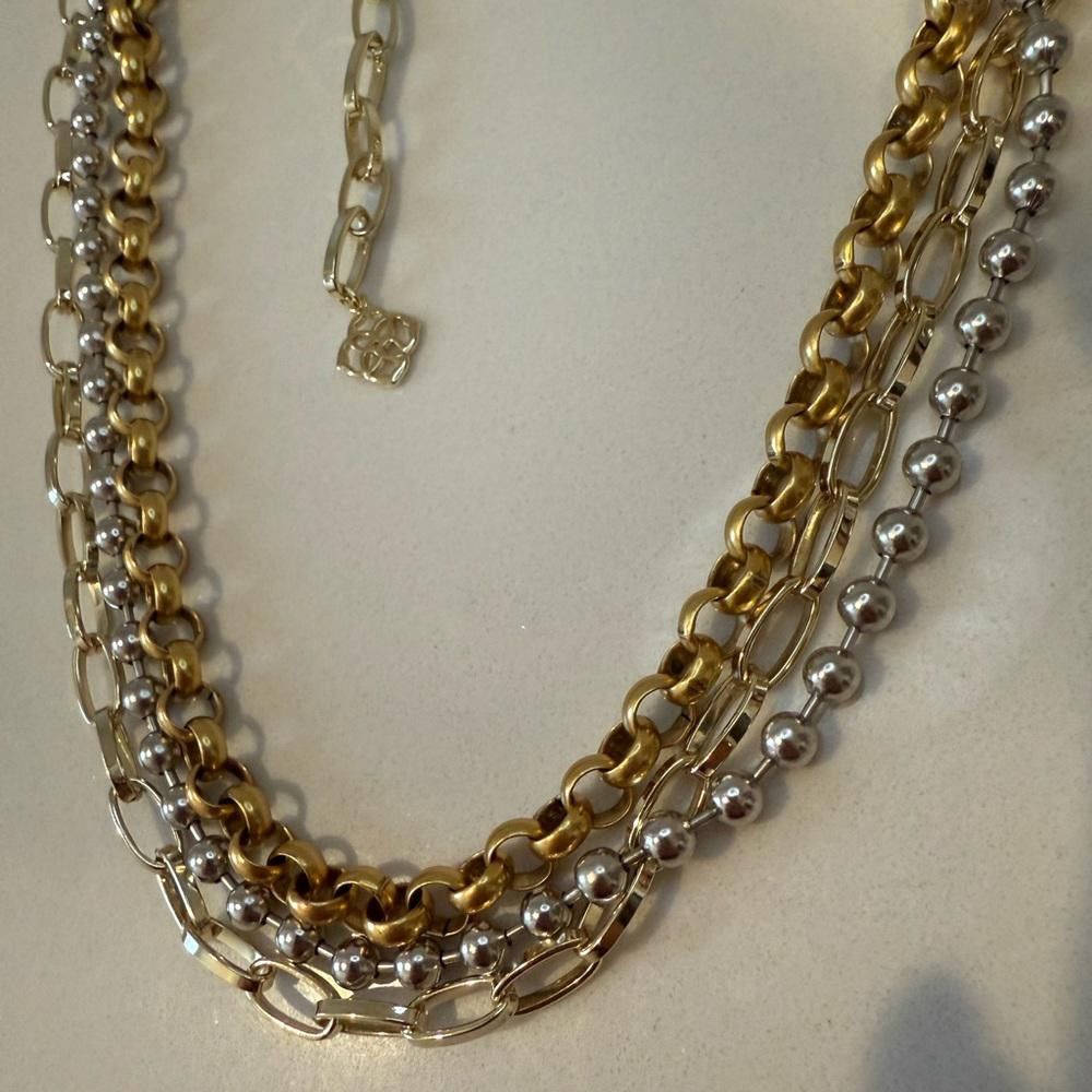 Designer Kendra Scott Brylee Multi Strand Gold Silver Chain Necklace Size ONE SIZE - 5 Thumbnail