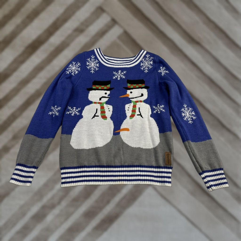 Vintage TIPSY ELVES MEN'S SNOWMAN NOSE THIEF UGLY CHRISTMAS SWEATER MEDIUM Size US M / EU 48-50 / 2 - 1 Thumbnail