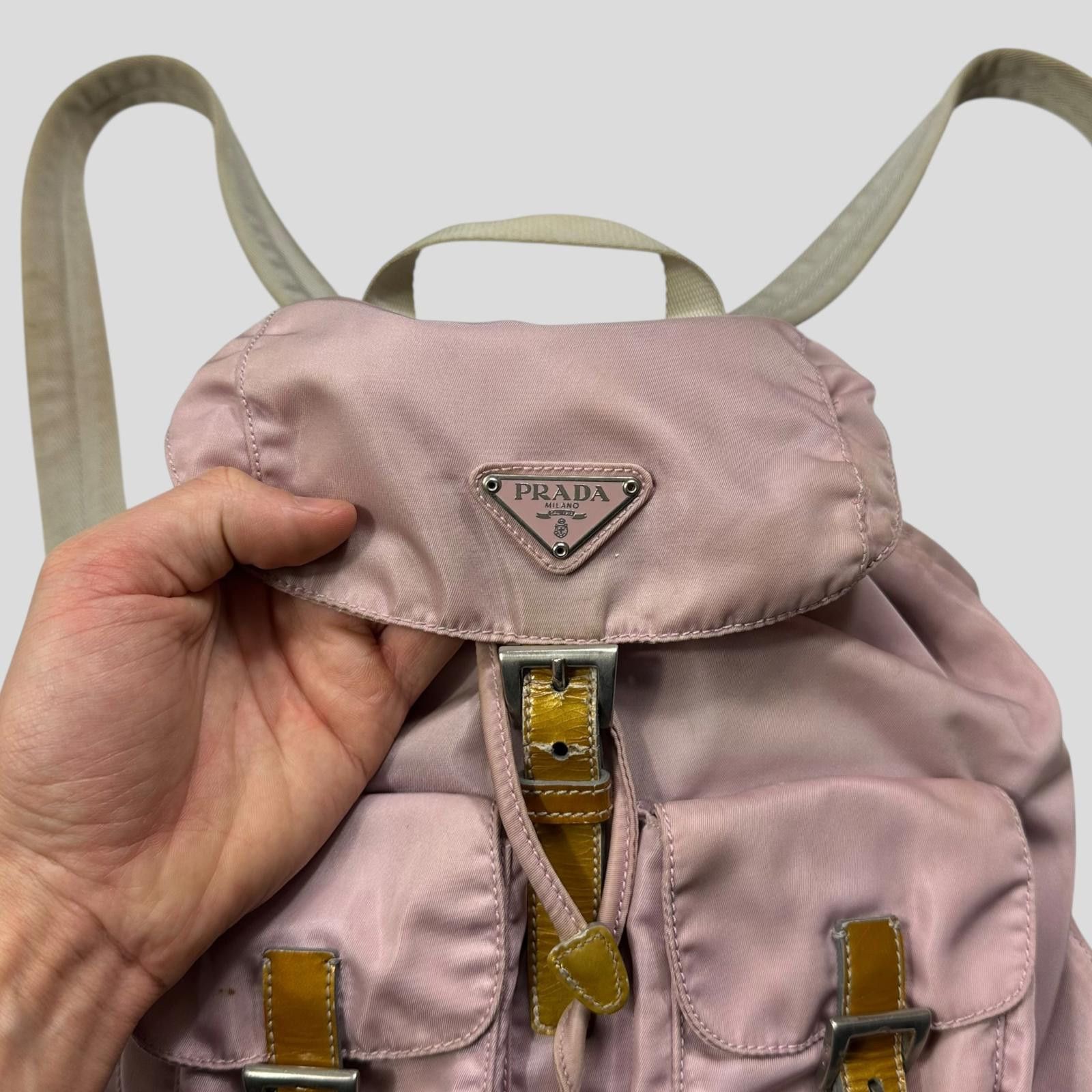 Prada Prada Milano 00’s Triangle Plaque Logo Nylon Pink Backpack Size ONE SIZE - 4 Thumbnail