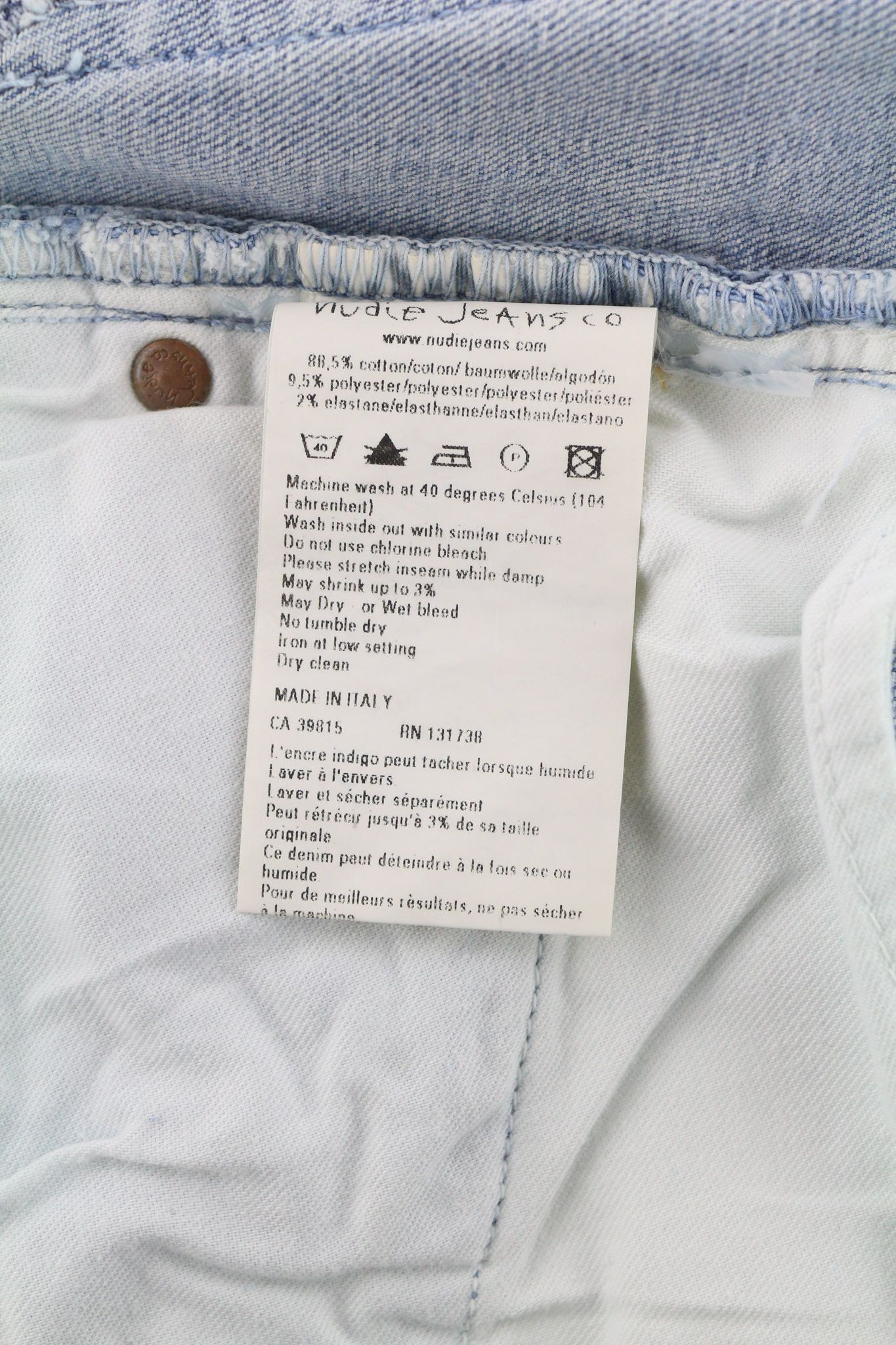 Nudie Jeans HIGH KAI W29/L34 Light Bleached Indigo Zip Washed 81929 Size US 29 - 6 Thumbnail