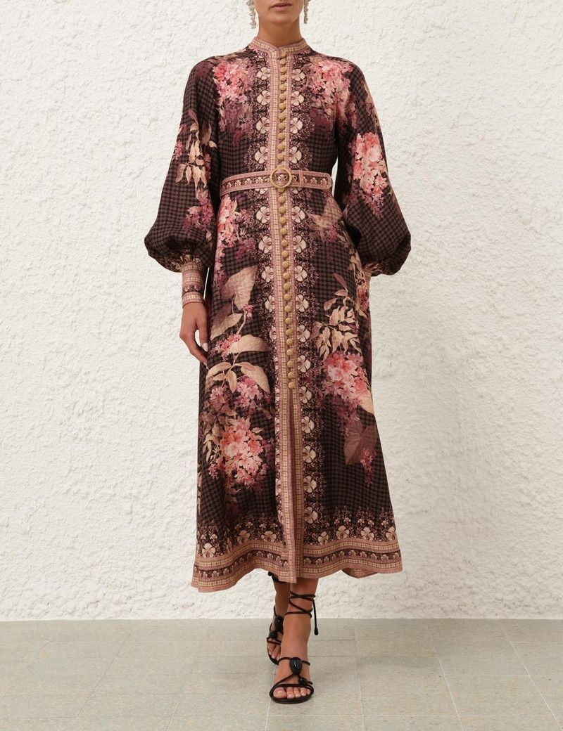 Zimmermann oc11z0226Illuminate Buttoned Midi Dress In Multicolor Size M / US 6-8 / IT 42-44 - 2 Thumbnail