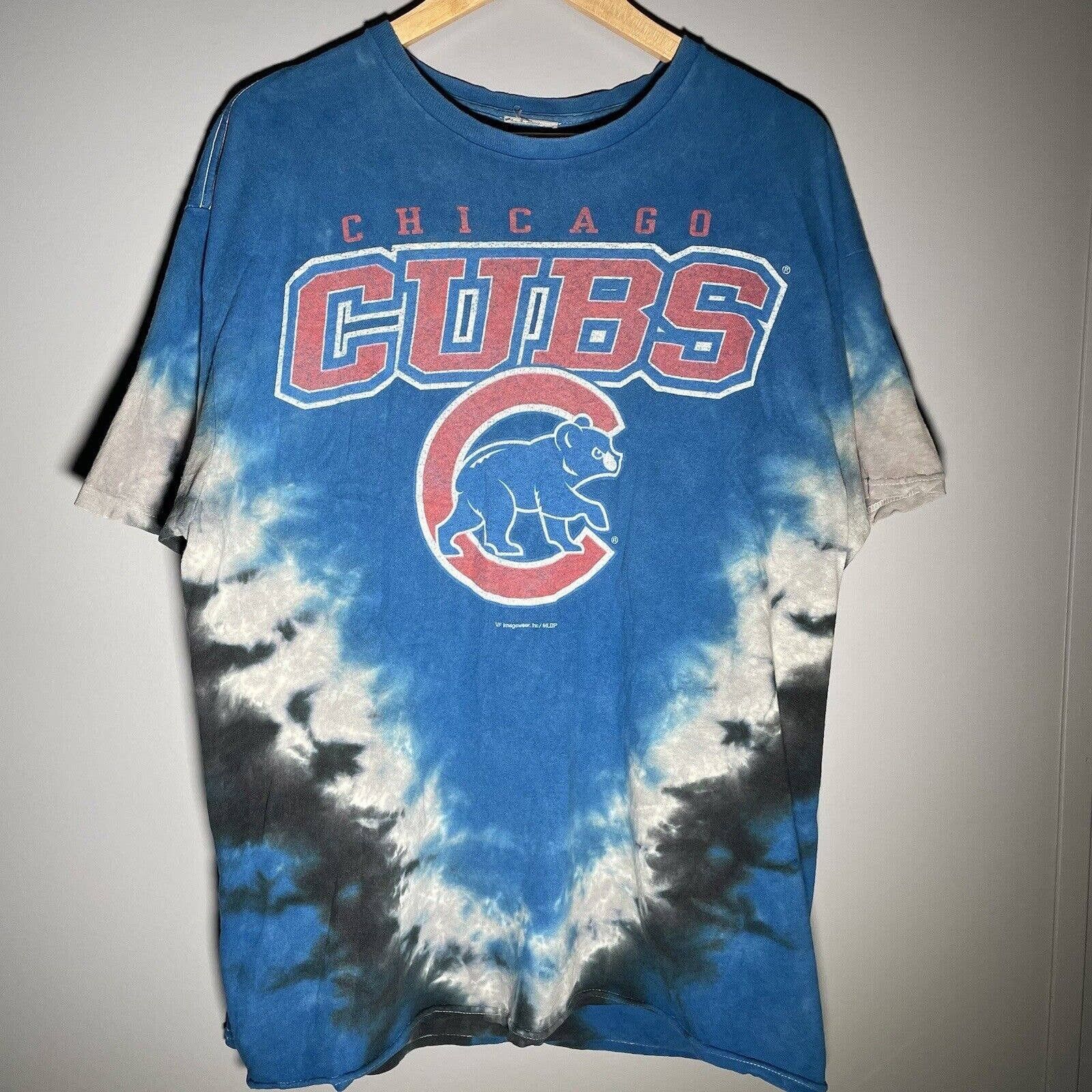 Vintage 2005 MLB Chicago Cubs Baseball T-Shirt Tie Dye Blue White Single  Stitch 