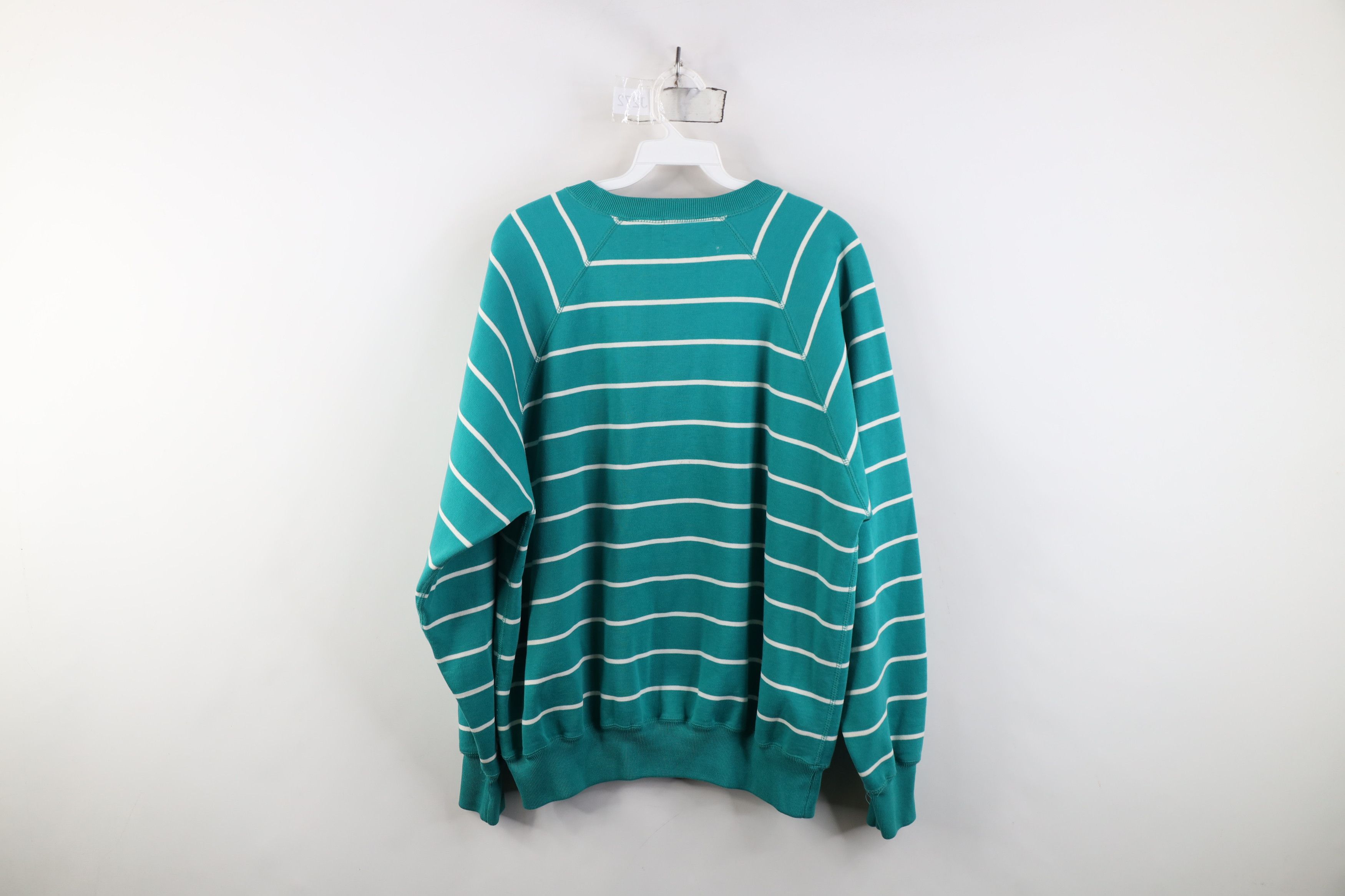 Eddie Bauer Vintage 90s Eddie Bauer Striped Crewneck Sweatshirt Teal Size L / US 10 / IT 46 - 10 Thumbnail
