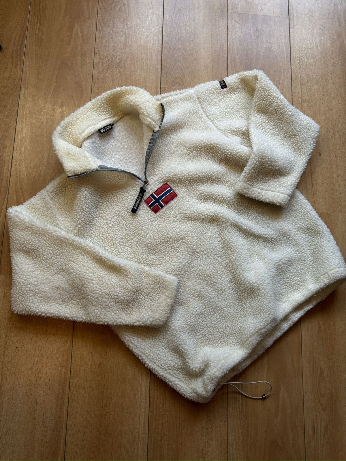 Napapijri cream pullover zip fleece jacket