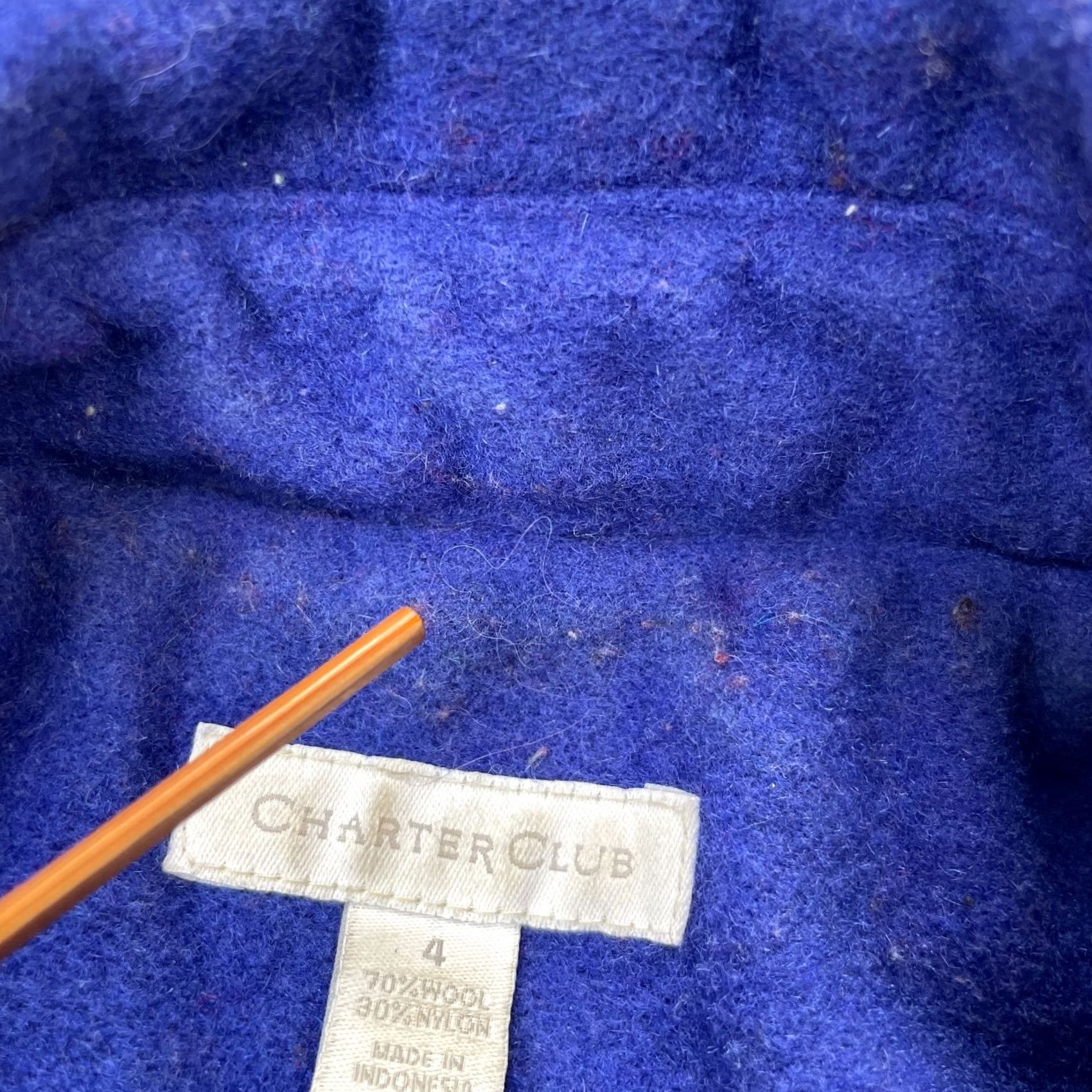 Charter Club Charter Club Coat Womens 4 Blue Pea Coat Wool Blend Double Breasted Lined Wool Solid Button Pocket Size S / US 4 / IT 40 - 6 Thumbnail